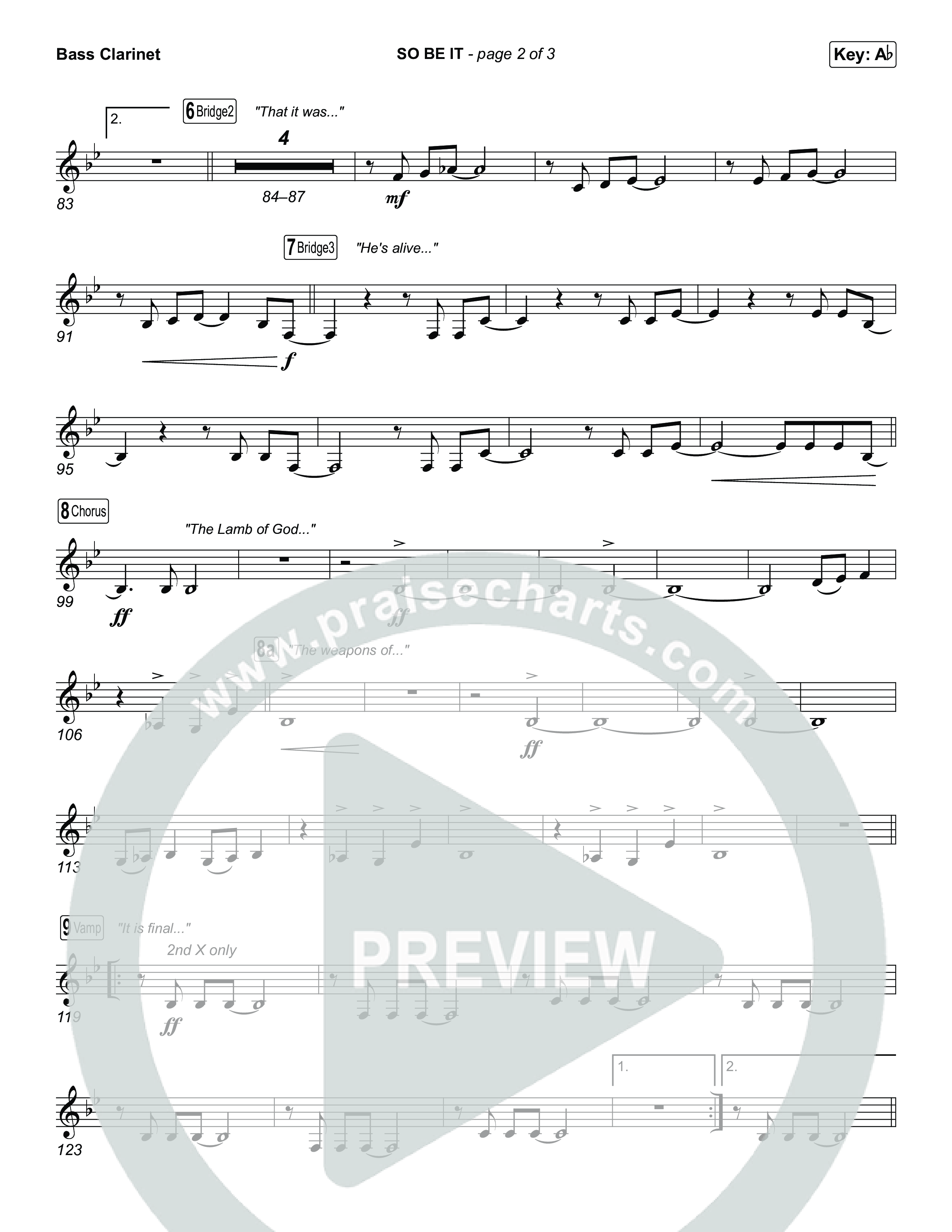 SO BE IT (Sing It Now) Bass Clarinet (Elevation Worship / Tiffany Hudson / Chris Brown / Arr. Luke Gambill)