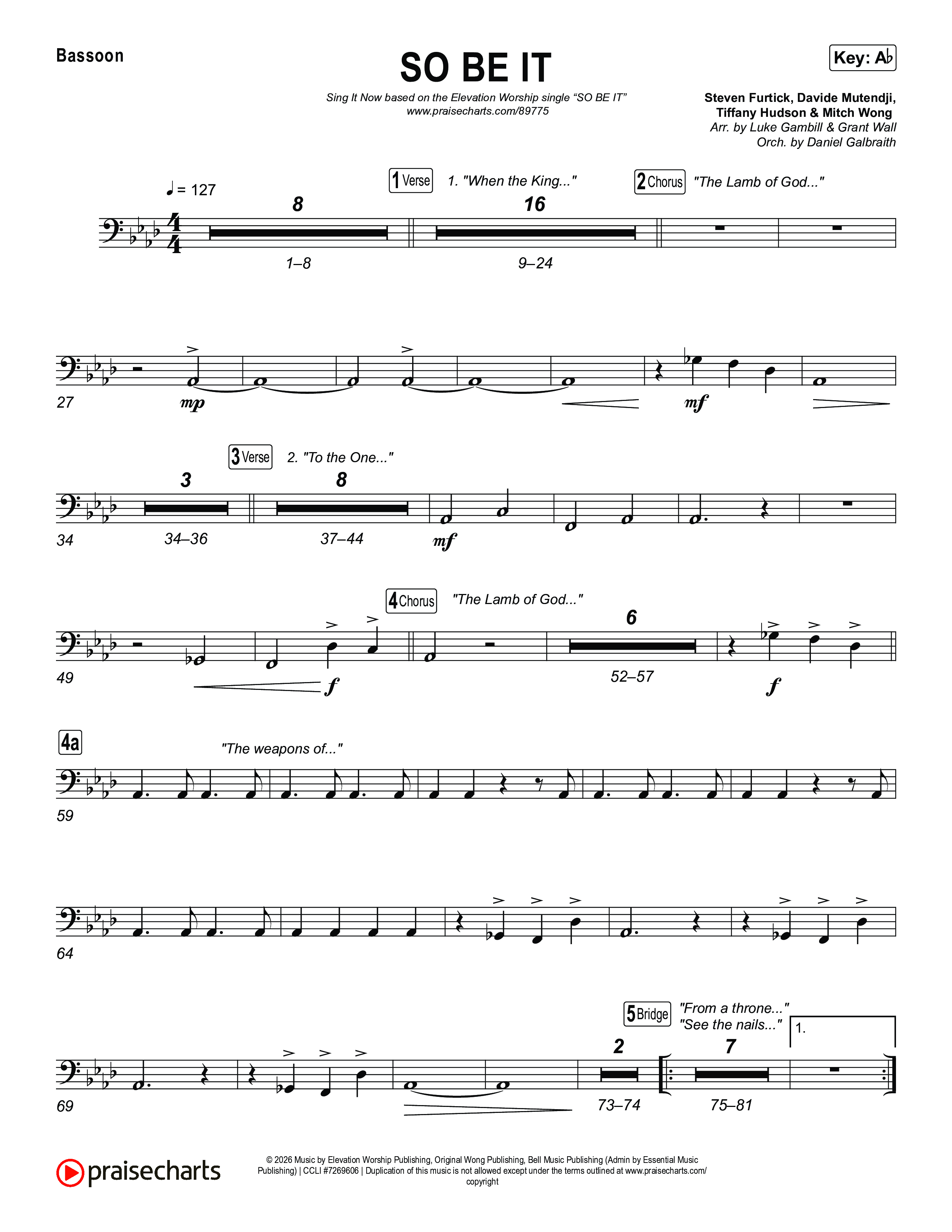 SO BE IT (Sing It Now) Bassoon (Elevation Worship / Tiffany Hudson / Chris Brown / Arr. Luke Gambill)