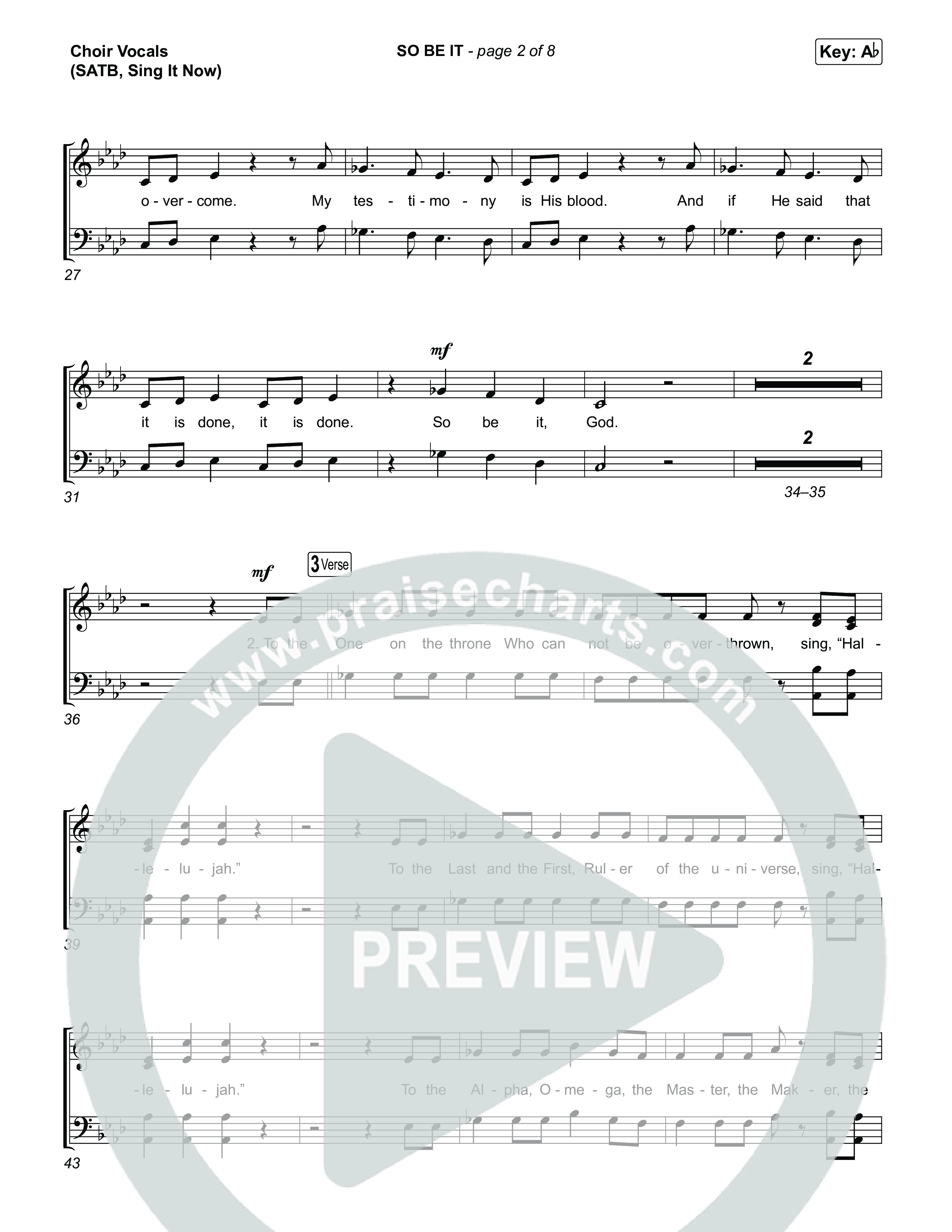 SO BE IT (Sing It Now) Choir Sheet (SATB) (Elevation Worship / Tiffany Hudson / Chris Brown / Arr. Luke Gambill)