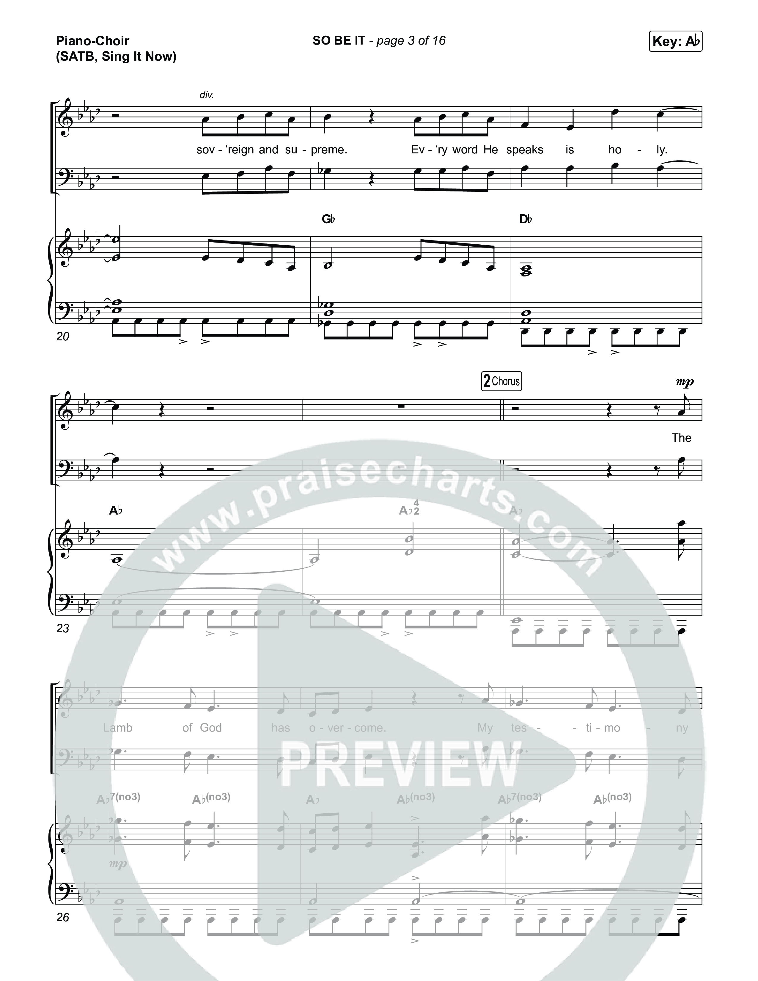 SO BE IT (Sing It Now) Piano/Choir (SATB) (Elevation Worship / Tiffany Hudson / Chris Brown / Arr. Luke Gambill)