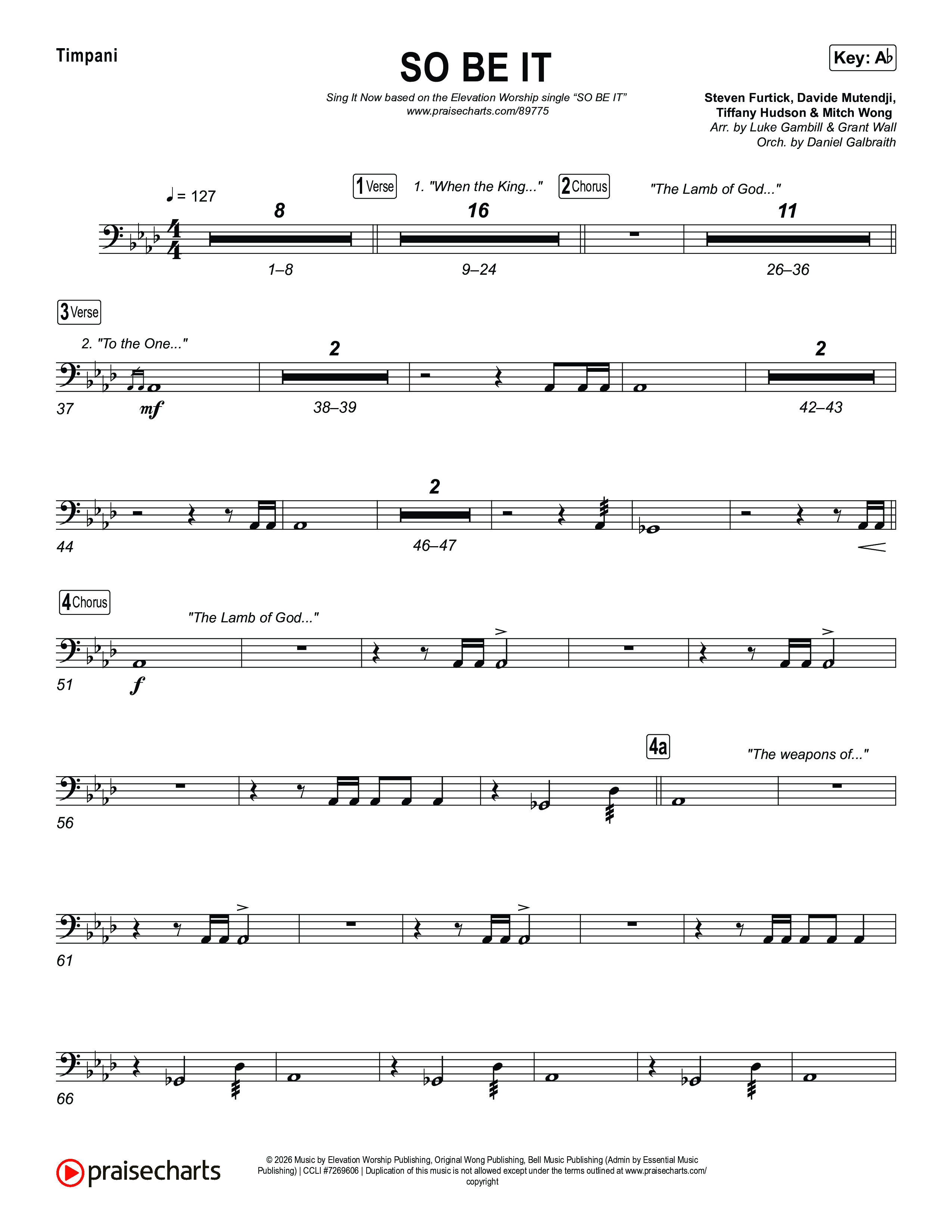 SO BE IT (Sing It Now) Timpani (Elevation Worship / Tiffany Hudson / Chris Brown / Arr. Luke Gambill)
