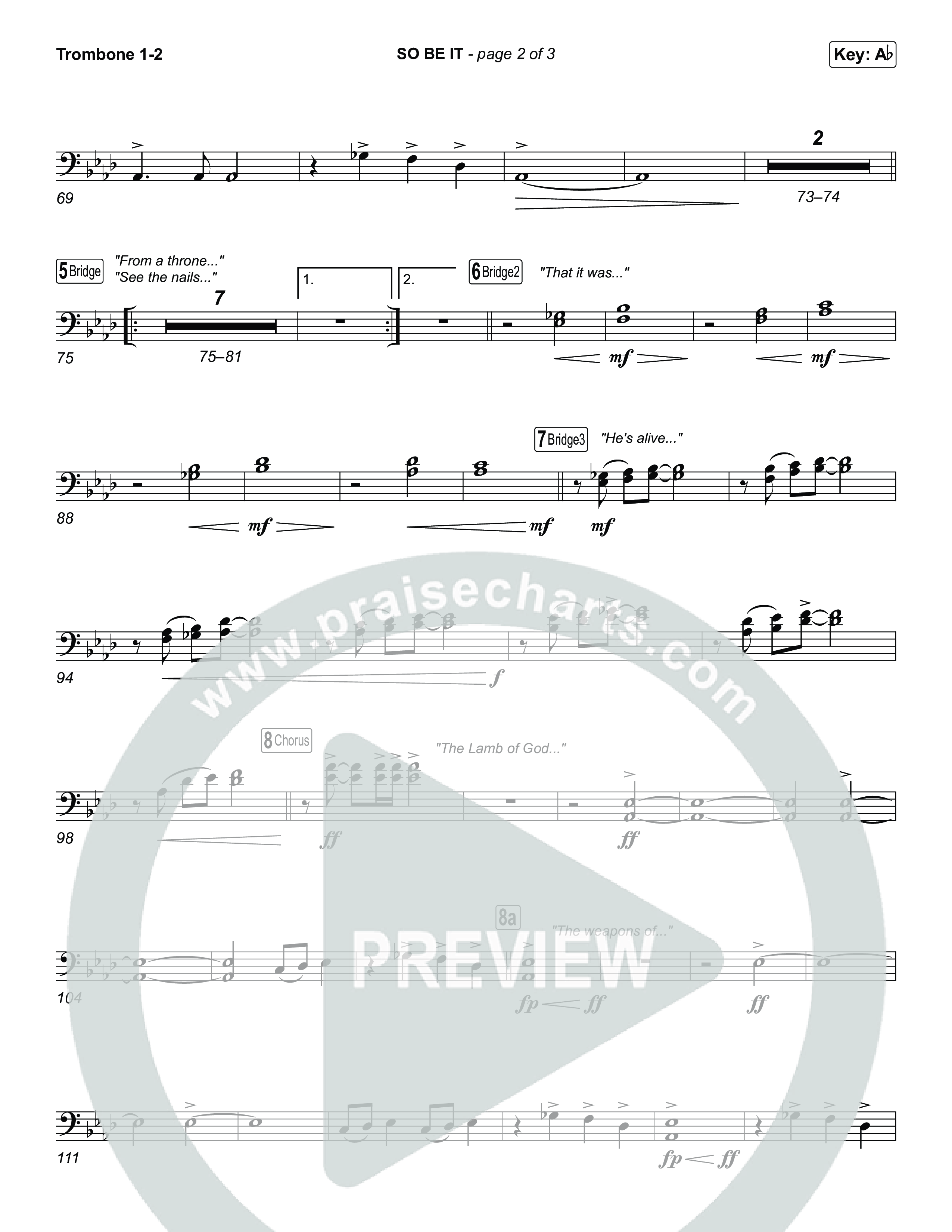 SO BE IT (Sing It Now) Trombone 1/2 (Elevation Worship / Tiffany Hudson / Chris Brown / Arr. Luke Gambill)