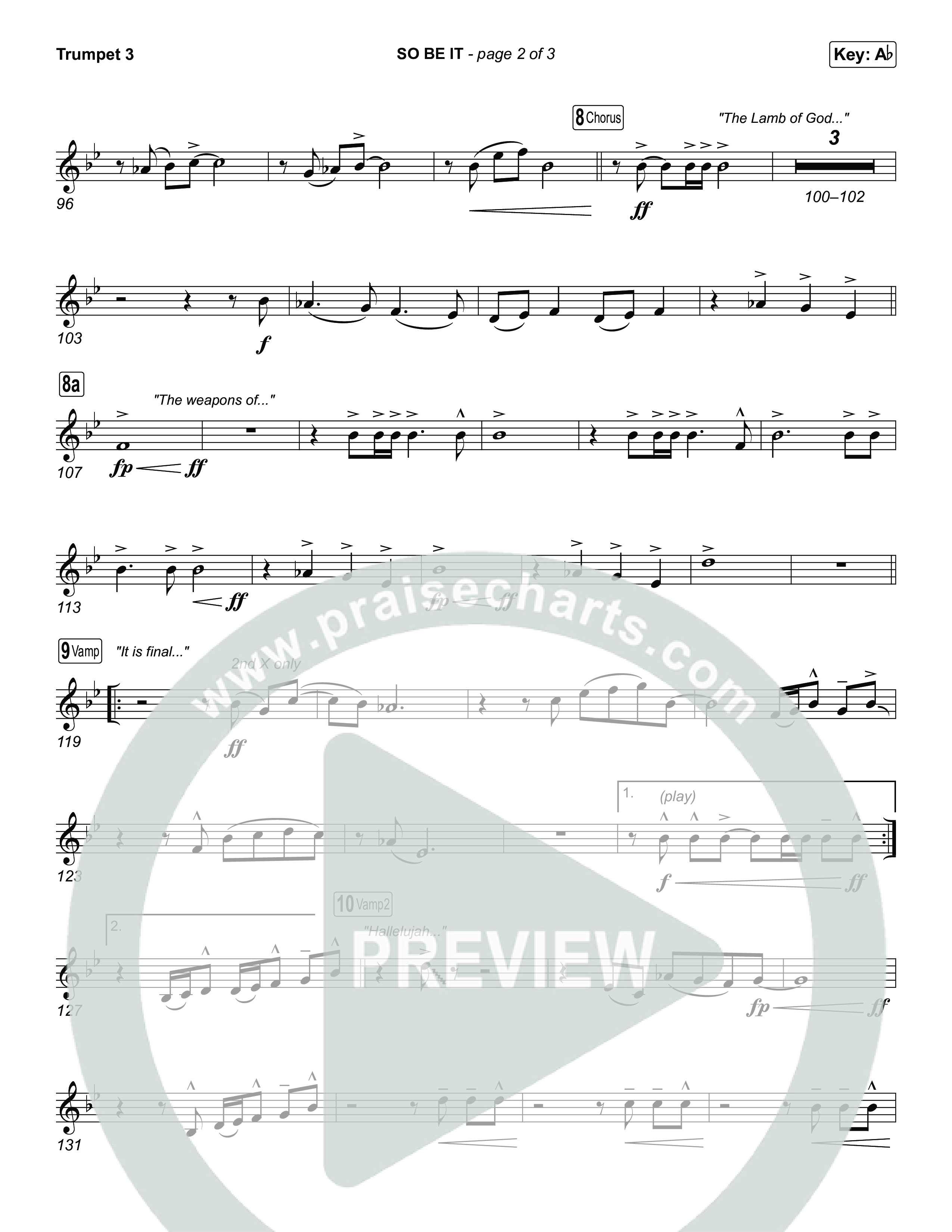 SO BE IT (Sing It Now) Trumpet 3 (Elevation Worship / Tiffany Hudson / Chris Brown / Arr. Luke Gambill)