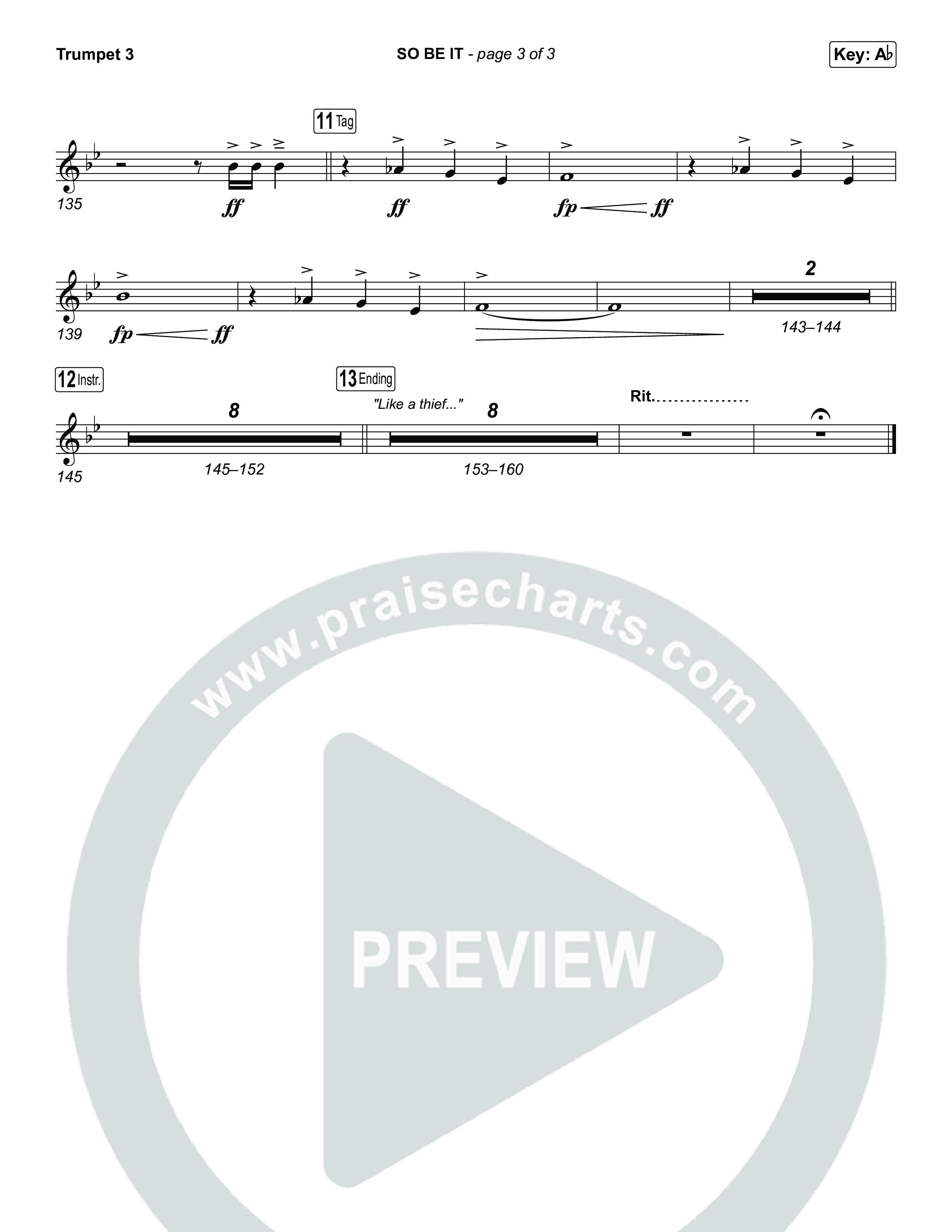 SO BE IT (Sing It Now) Trumpet 3 (Elevation Worship / Tiffany Hudson / Chris Brown / Arr. Luke Gambill)