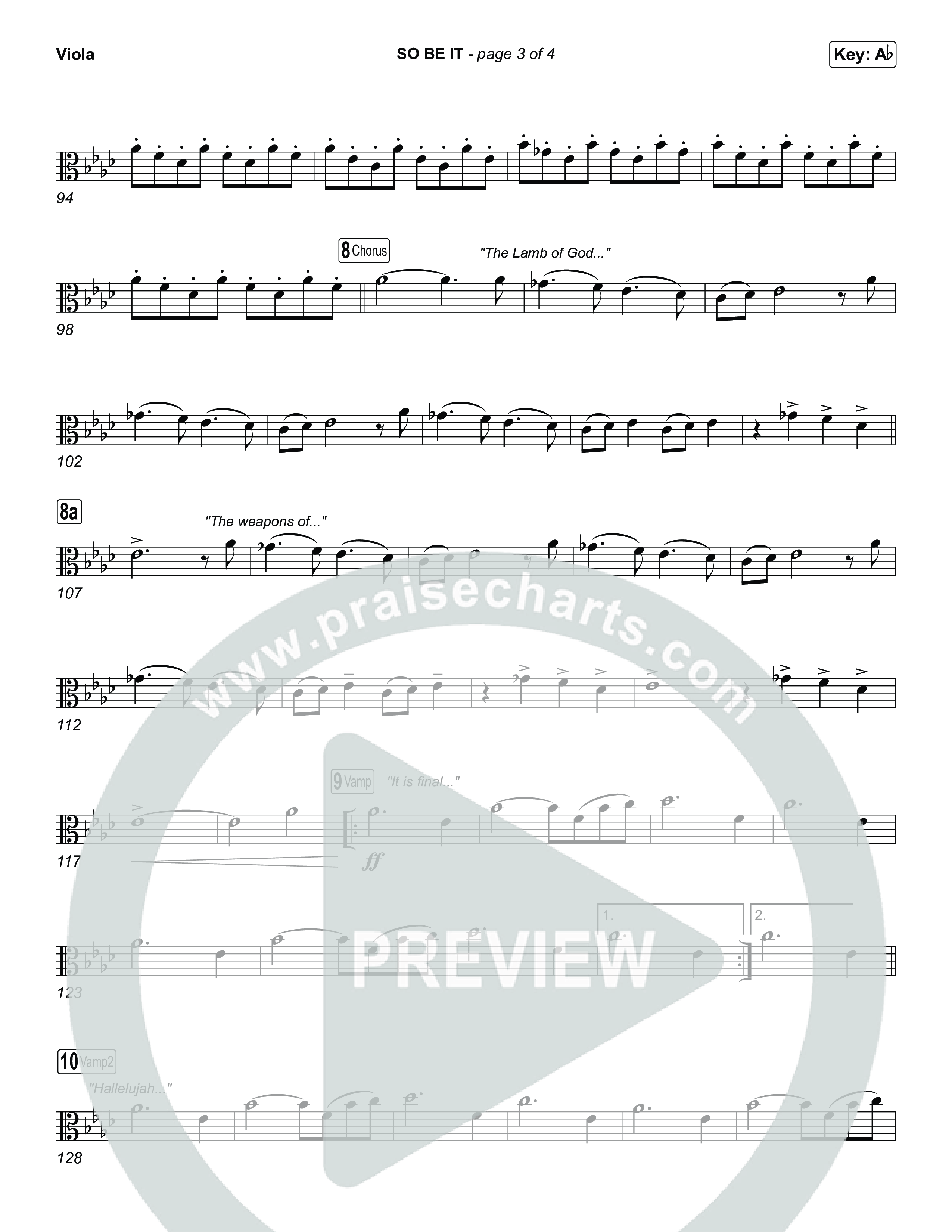 SO BE IT (Sing It Now) Viola (Elevation Worship / Tiffany Hudson / Chris Brown / Arr. Luke Gambill)