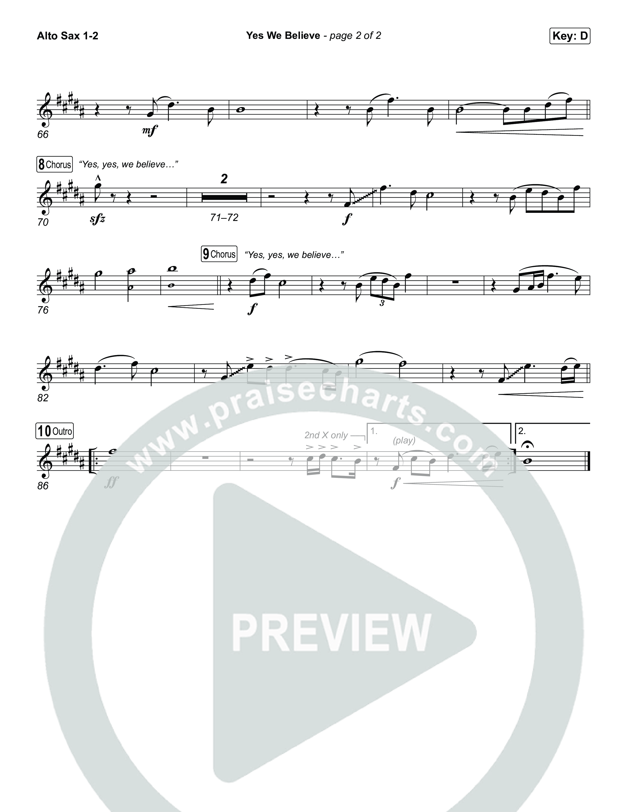 Yes We Believe Alto Sax 1/2 (Paul Baloche)