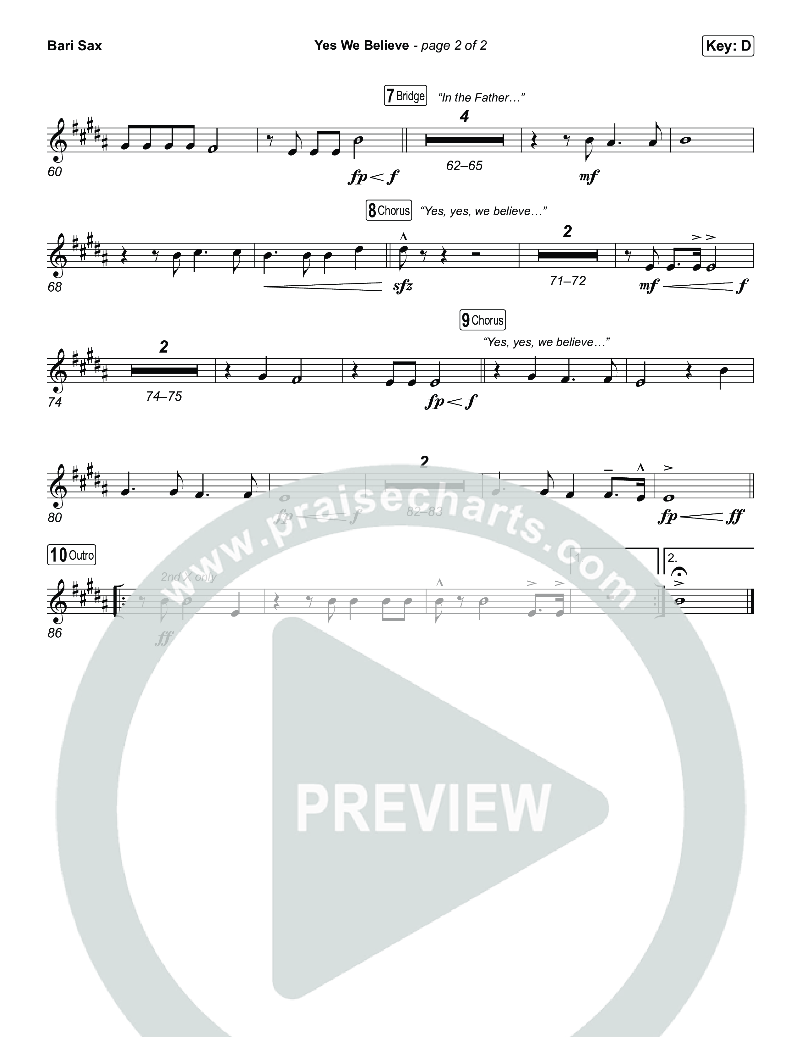 Yes We Believe Bari Sax (Paul Baloche)