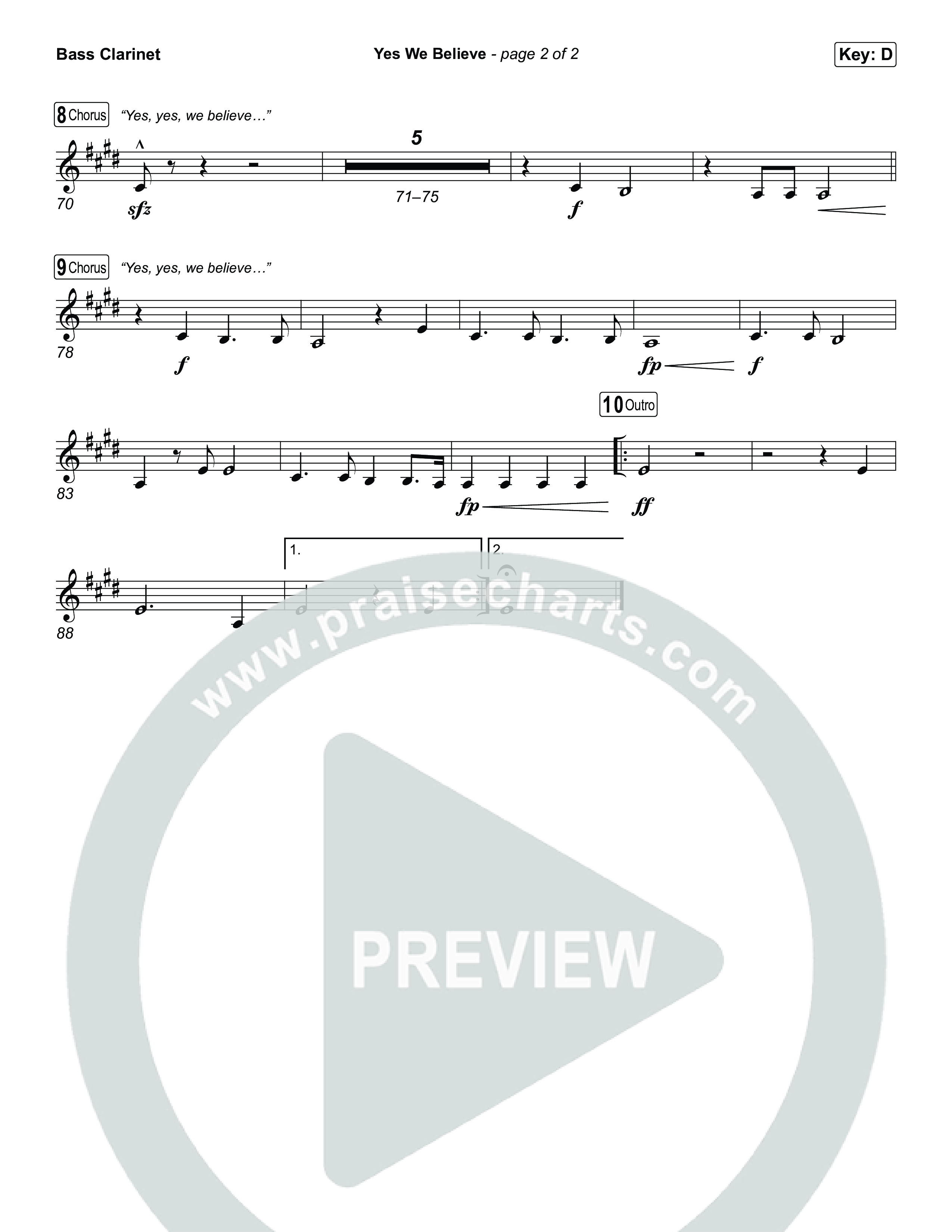 Yes We Believe Bass Clarinet (Paul Baloche)