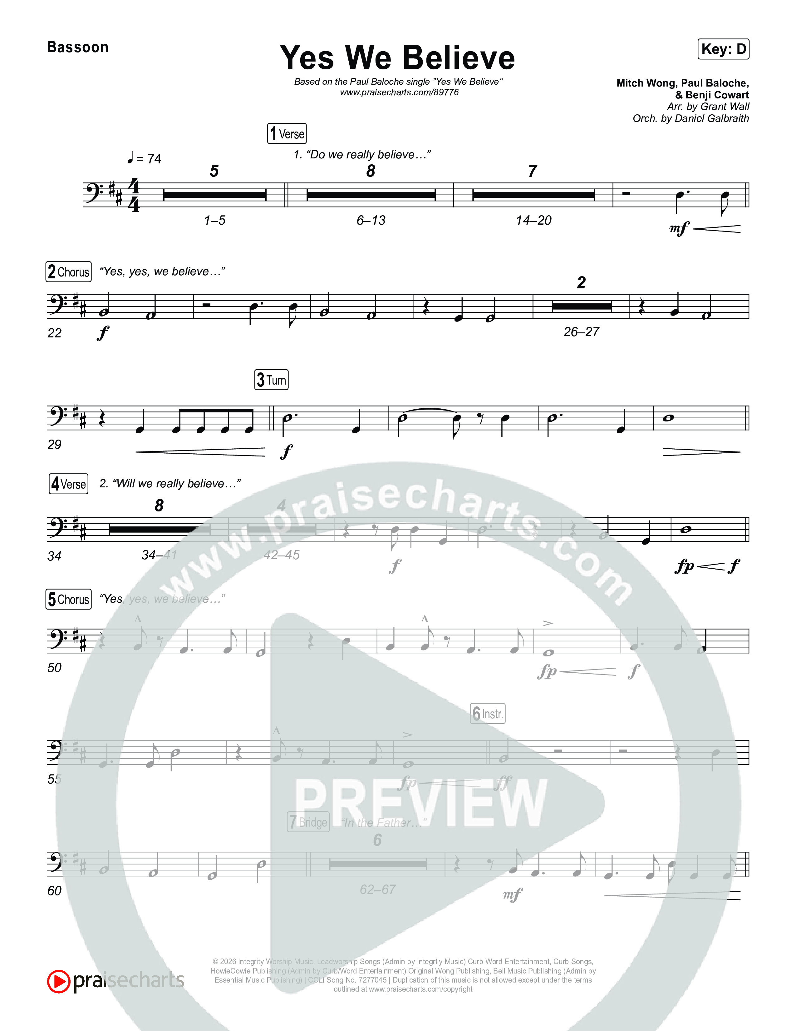 Yes We Believe Bassoon (Paul Baloche)