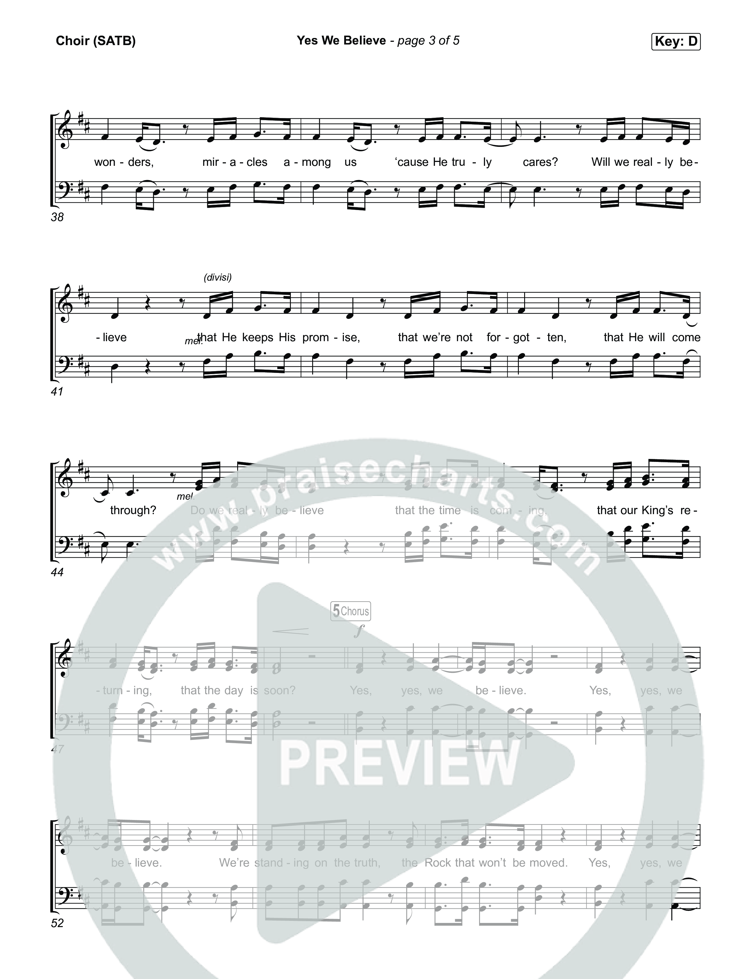 Yes We Believe Choir Sheet (SATB) (Paul Baloche)