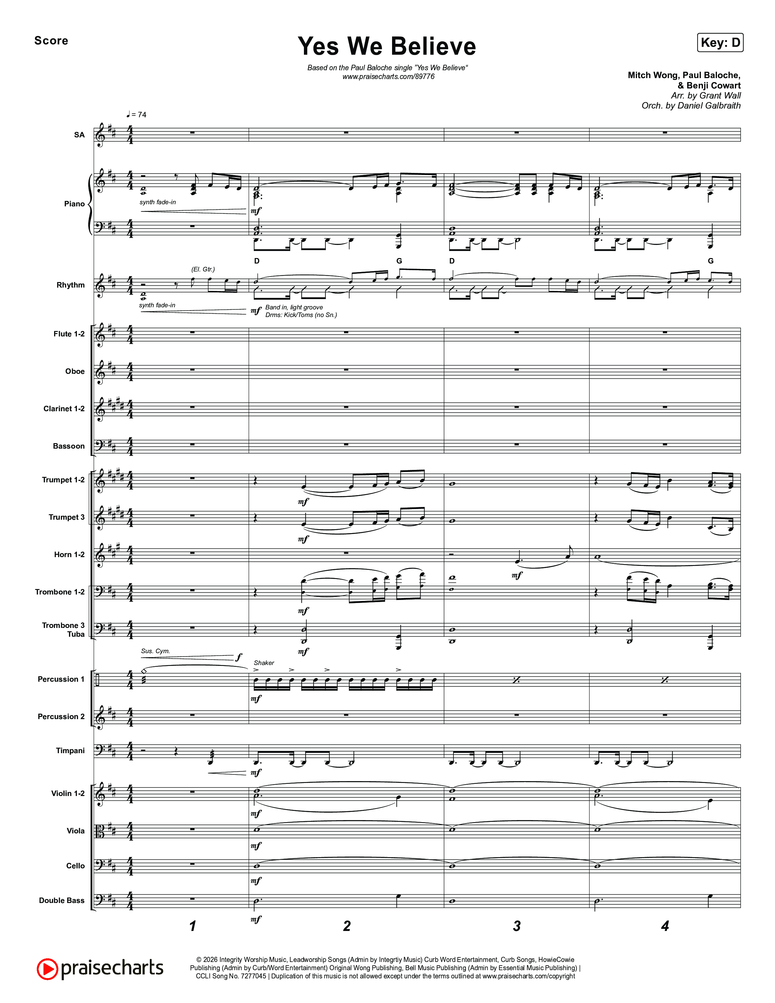 Yes We Believe Orchestration (Paul Baloche)