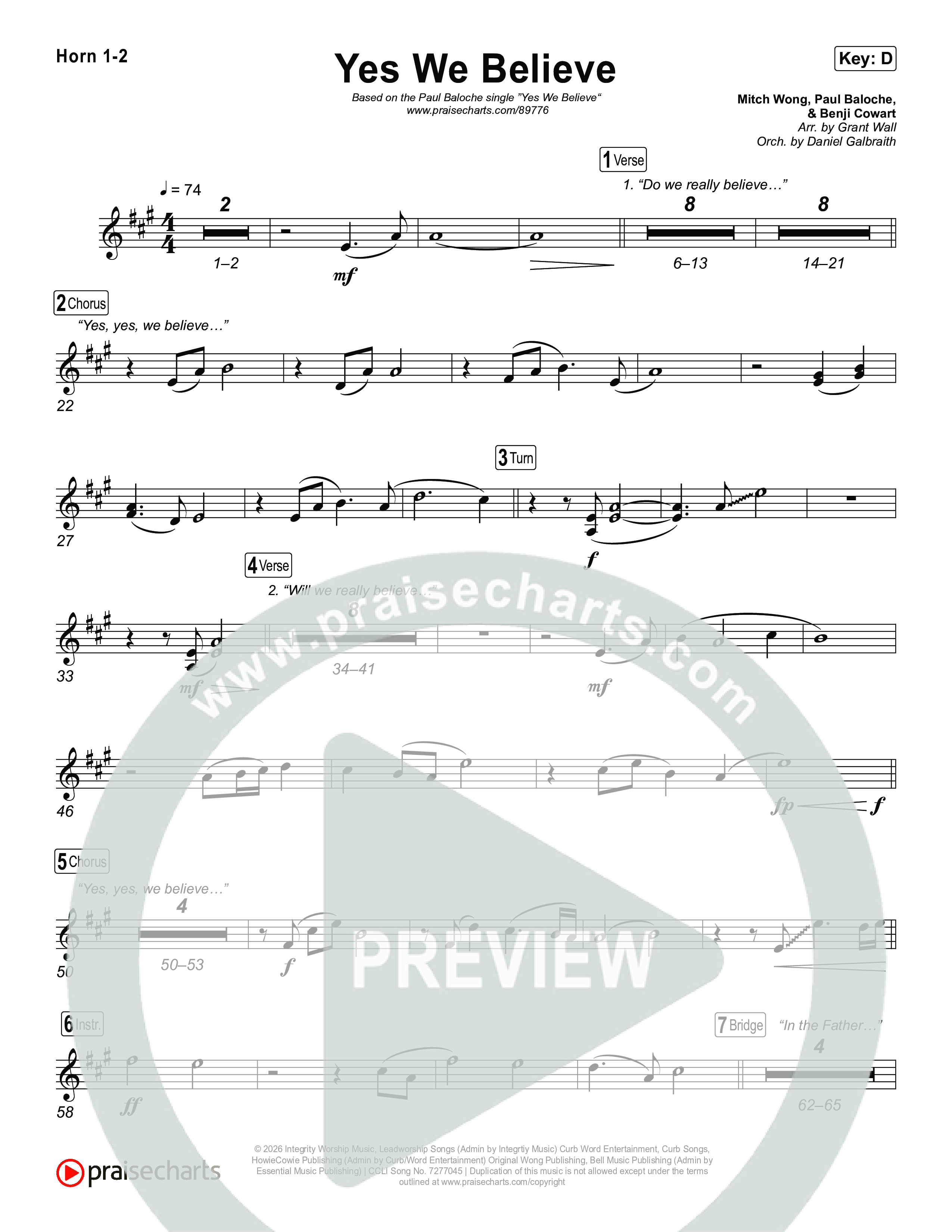 Yes We Believe Brass Pack (Paul Baloche)