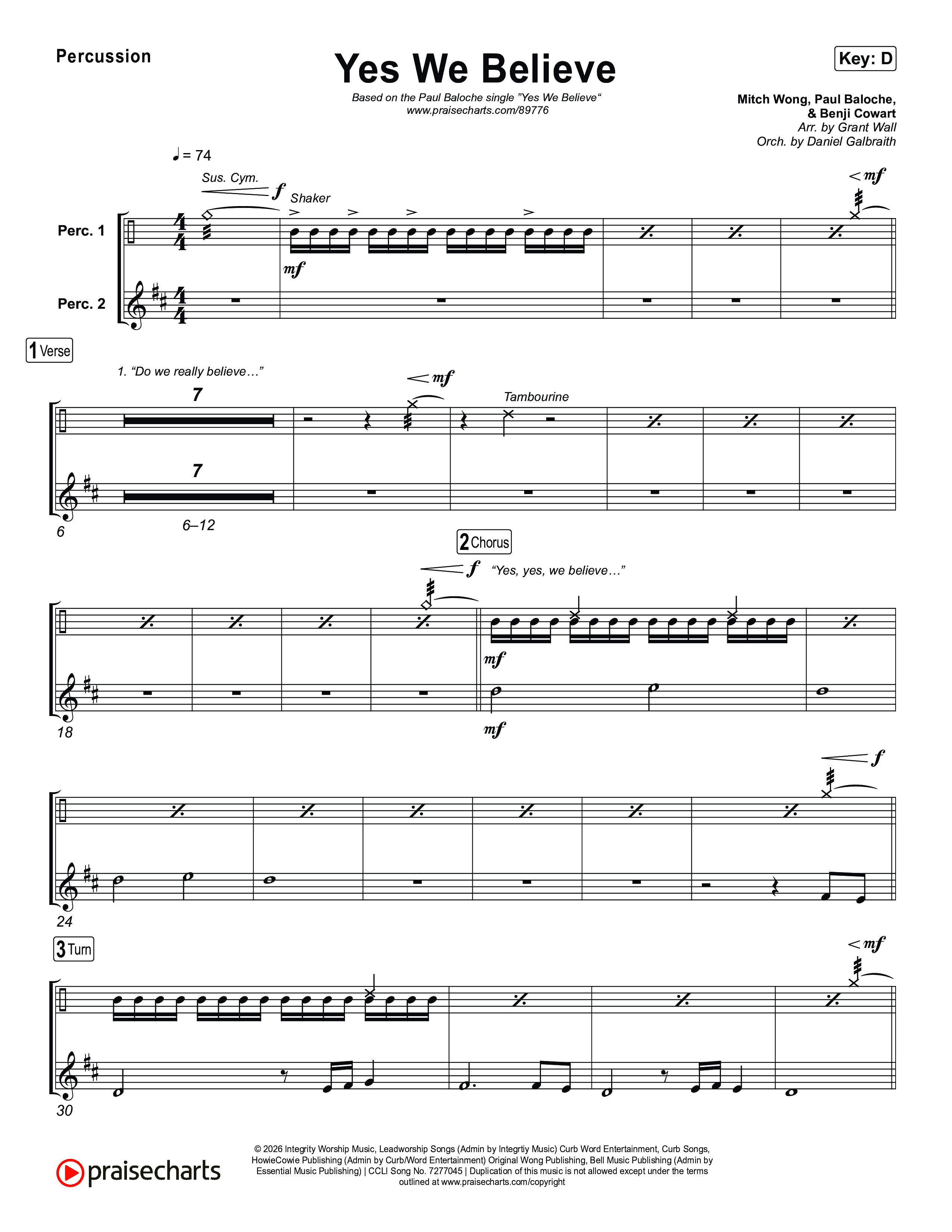 Yes We Believe Percussion (Paul Baloche)
