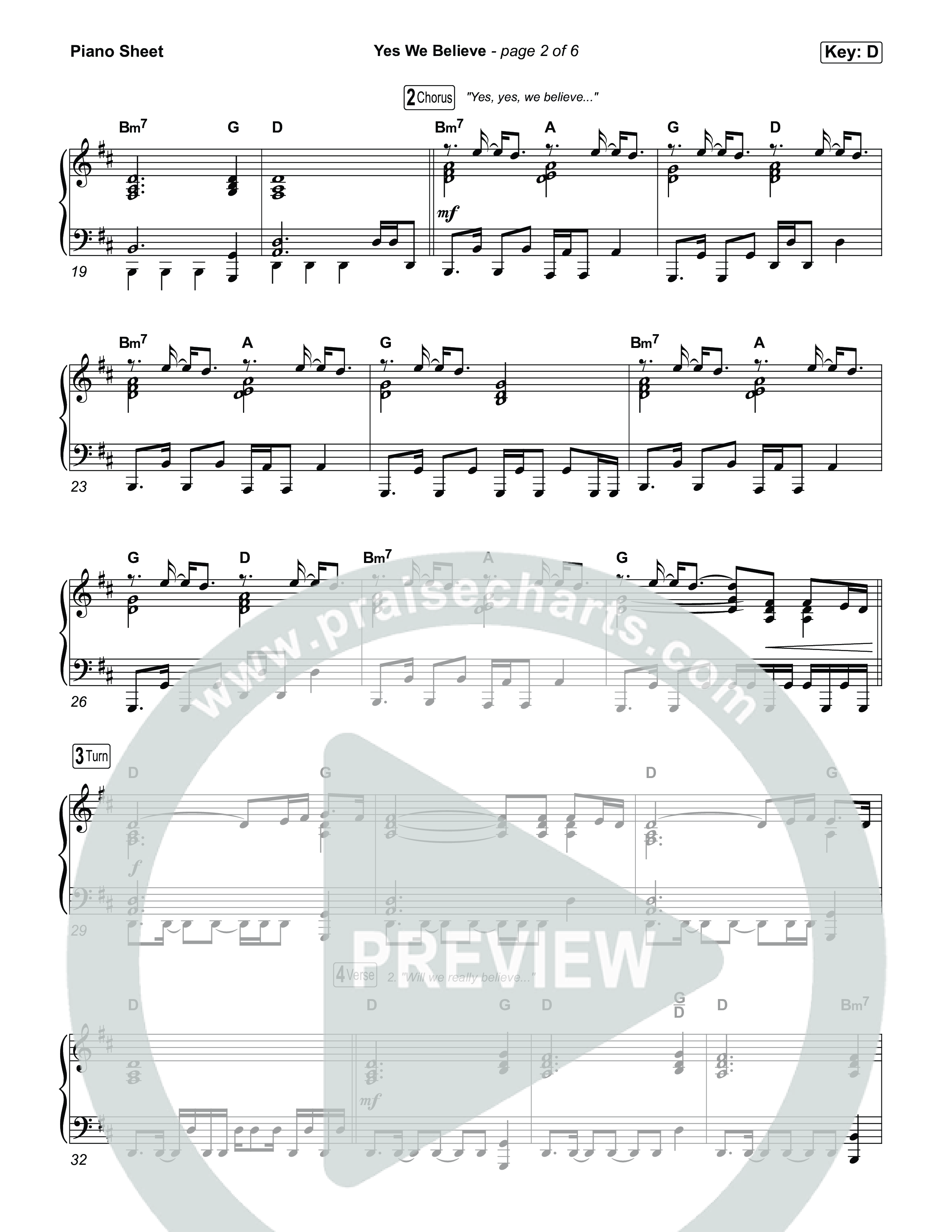 Yes We Believe Piano Sheet (Paul Baloche)