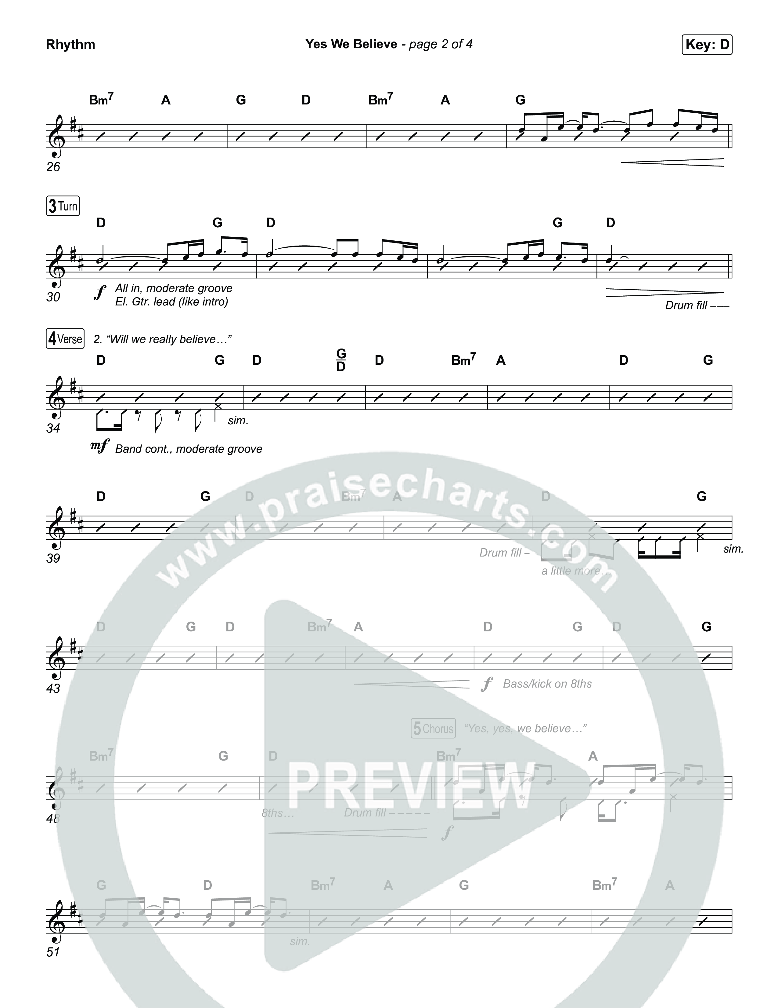 Yes We Believe Rhythm Chart (Paul Baloche)