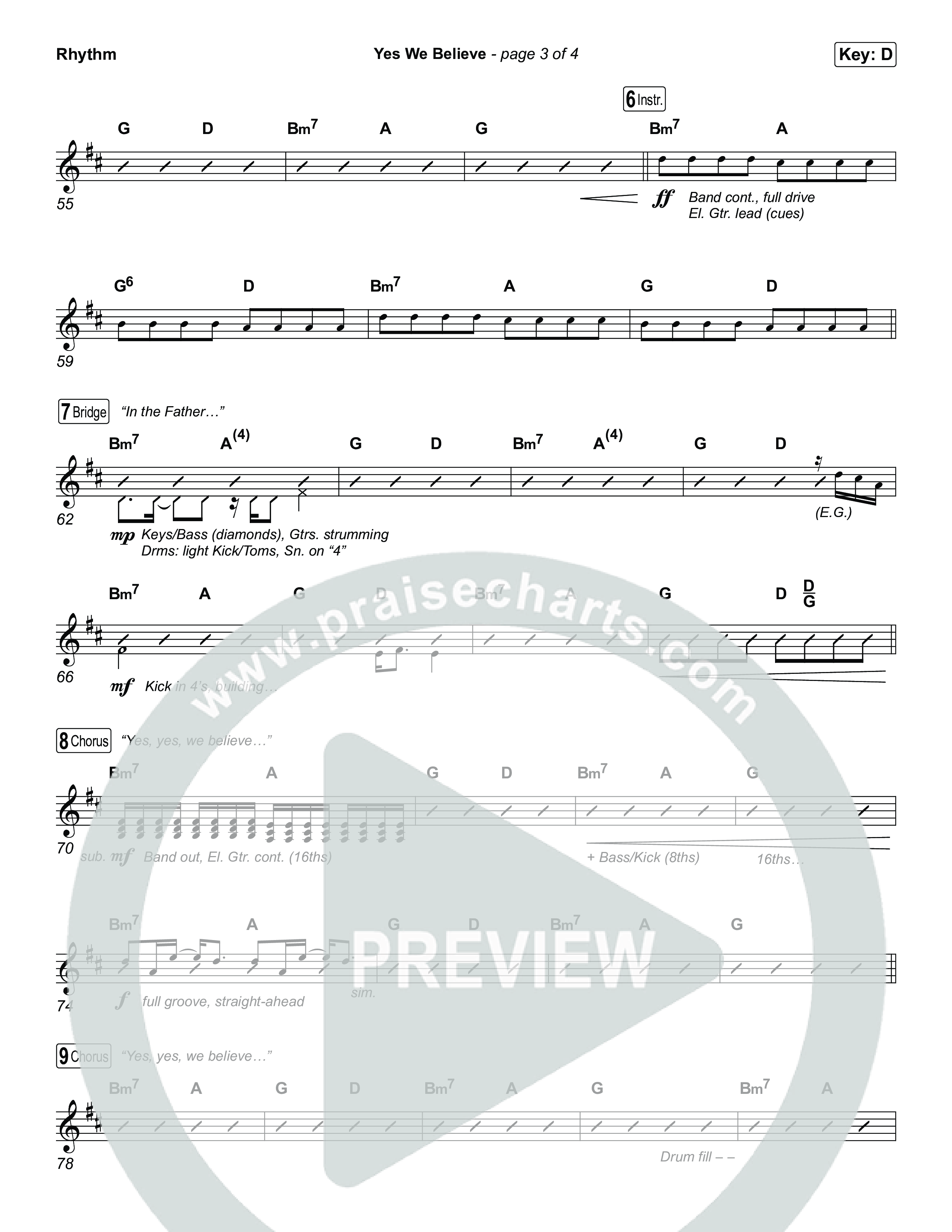 Yes We Believe Rhythm Chart (Paul Baloche)