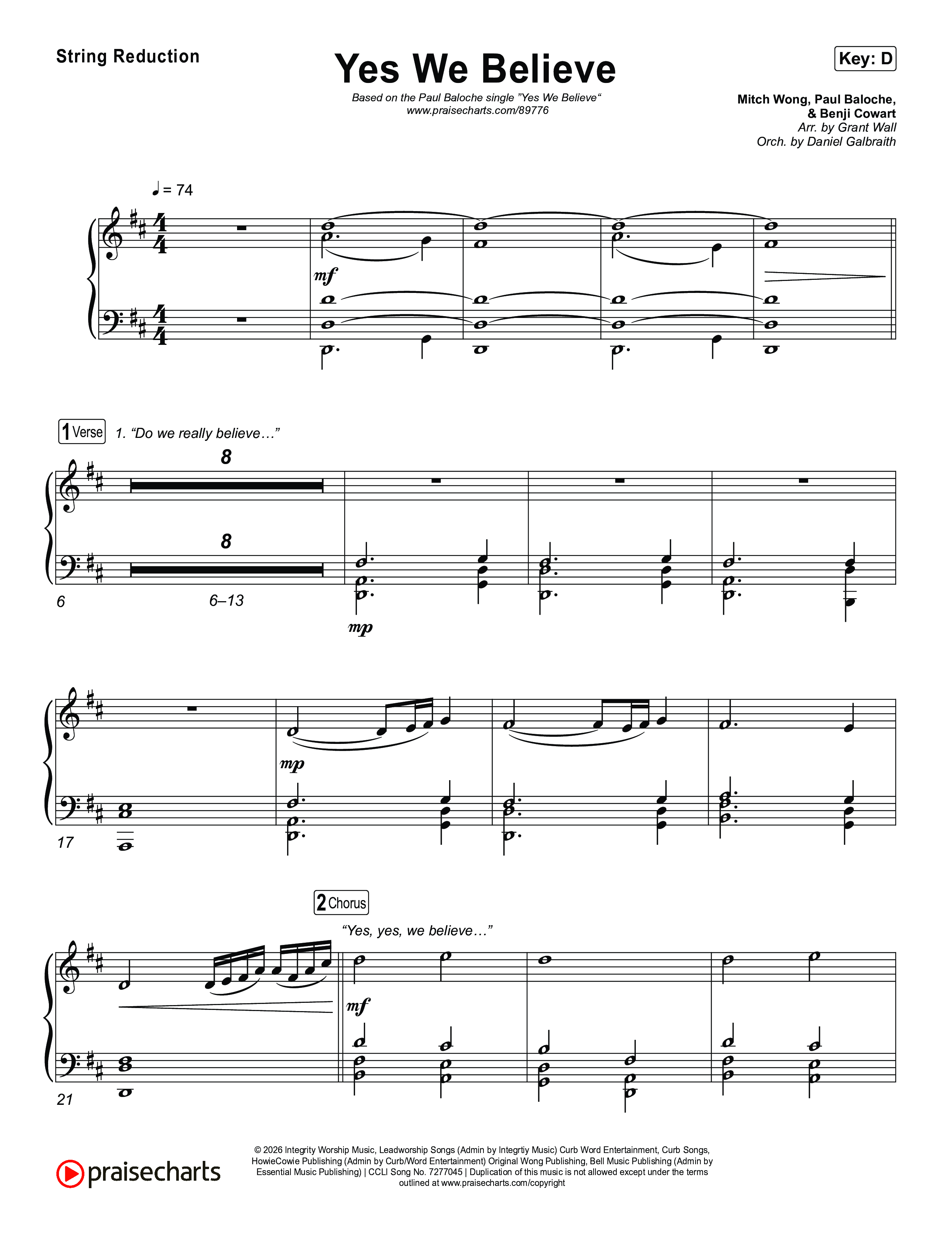 Yes We Believe String Reduction (Paul Baloche)