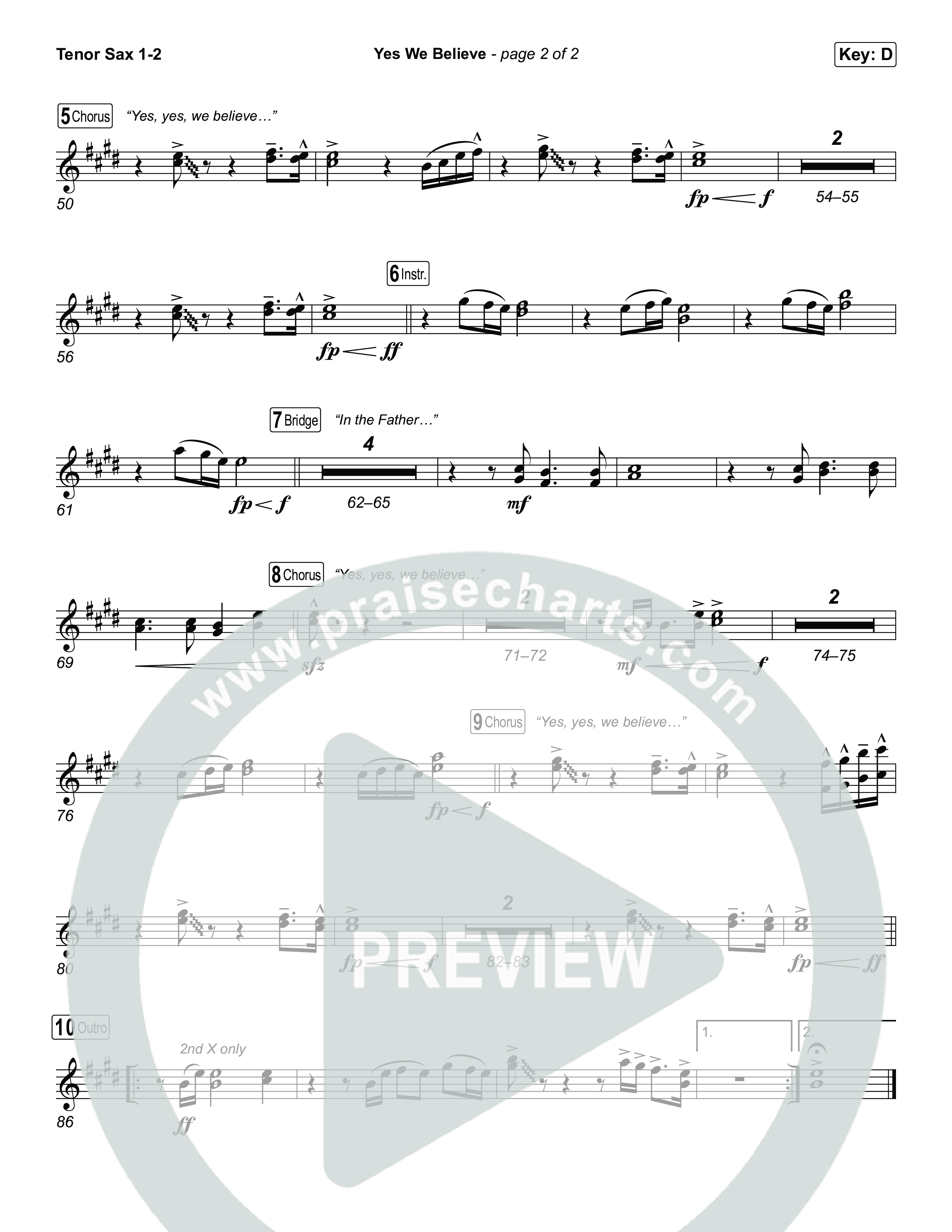 Yes We Believe Tenor Sax 1/2 (Paul Baloche)