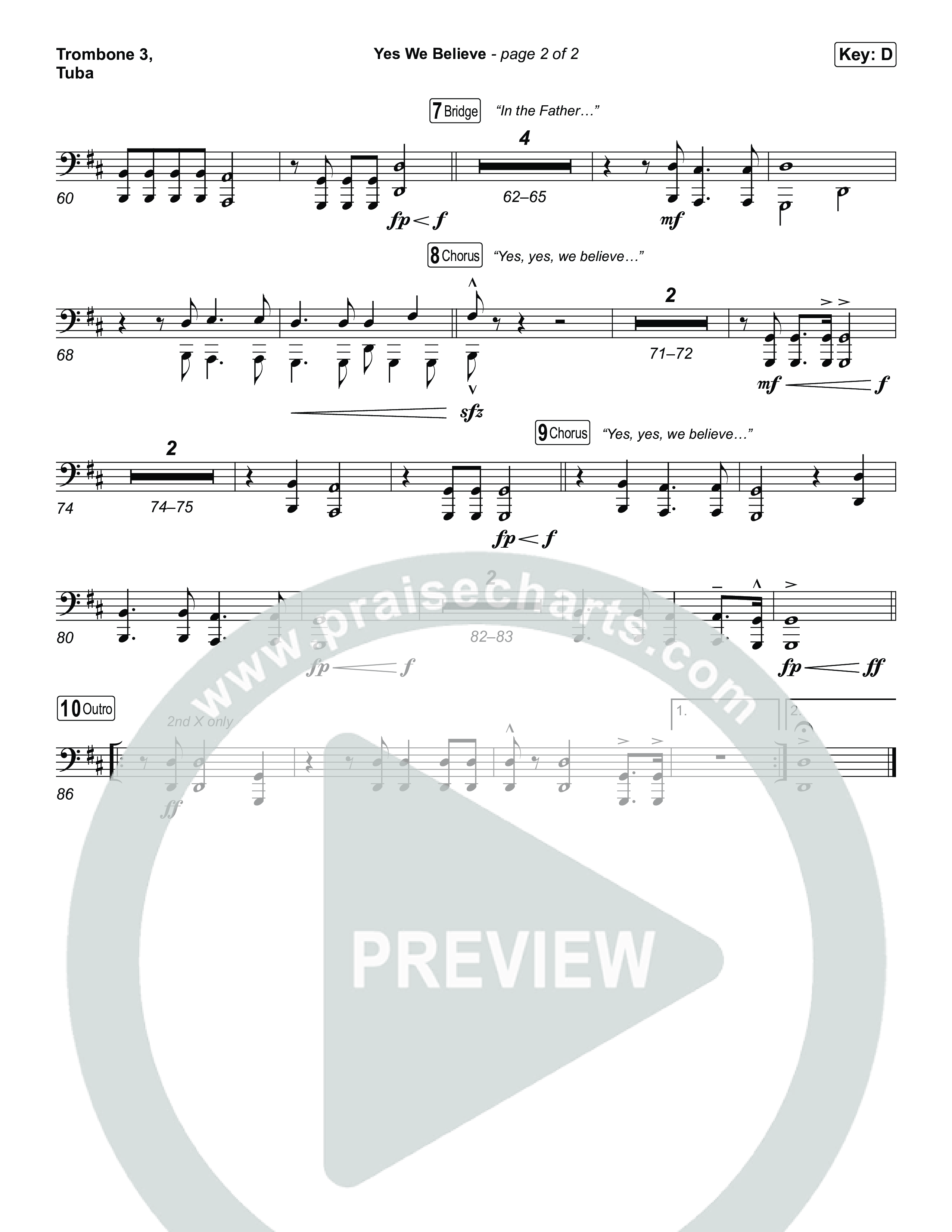Yes We Believe Trombone 3/Tuba (Paul Baloche)