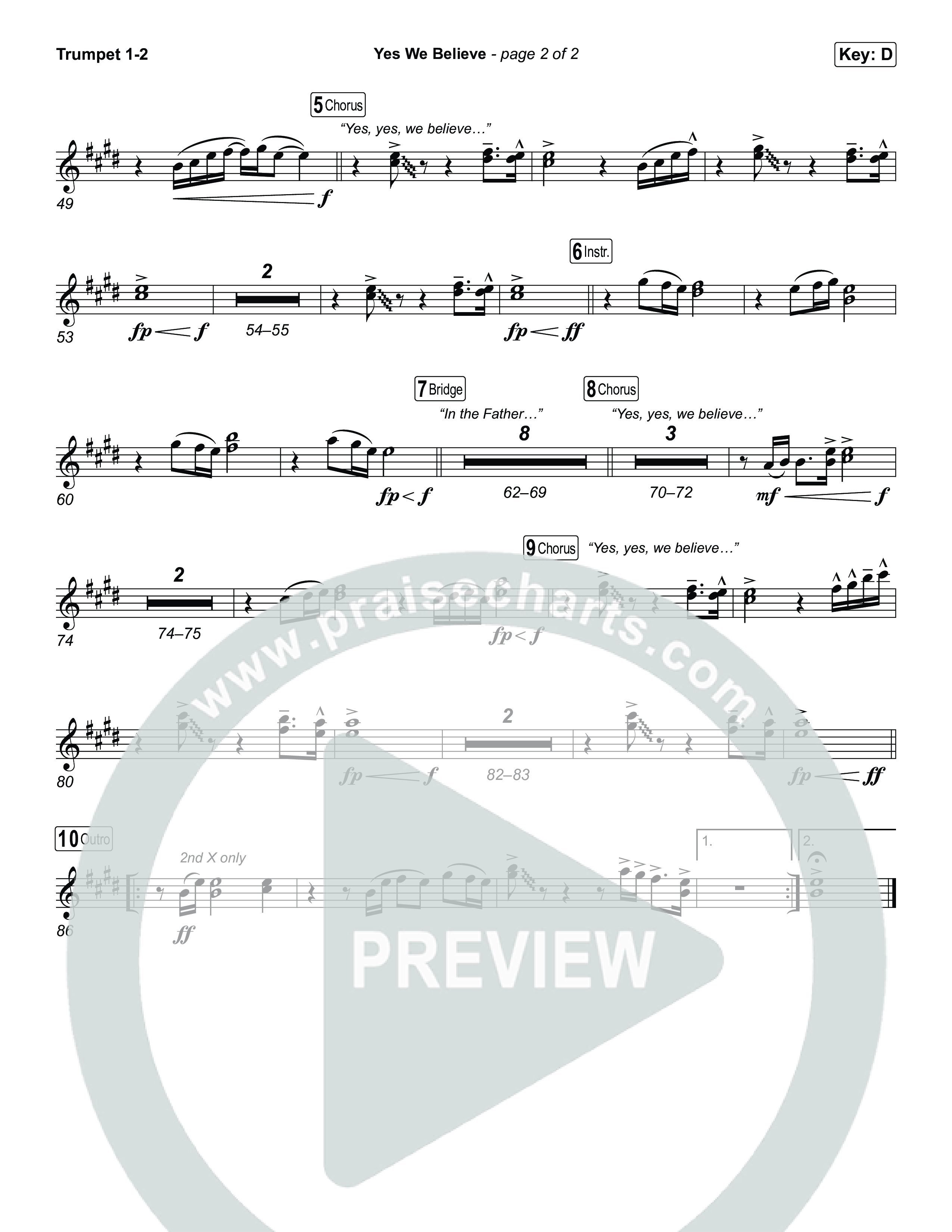 Yes We Believe Trumpet 1,2 (Paul Baloche)