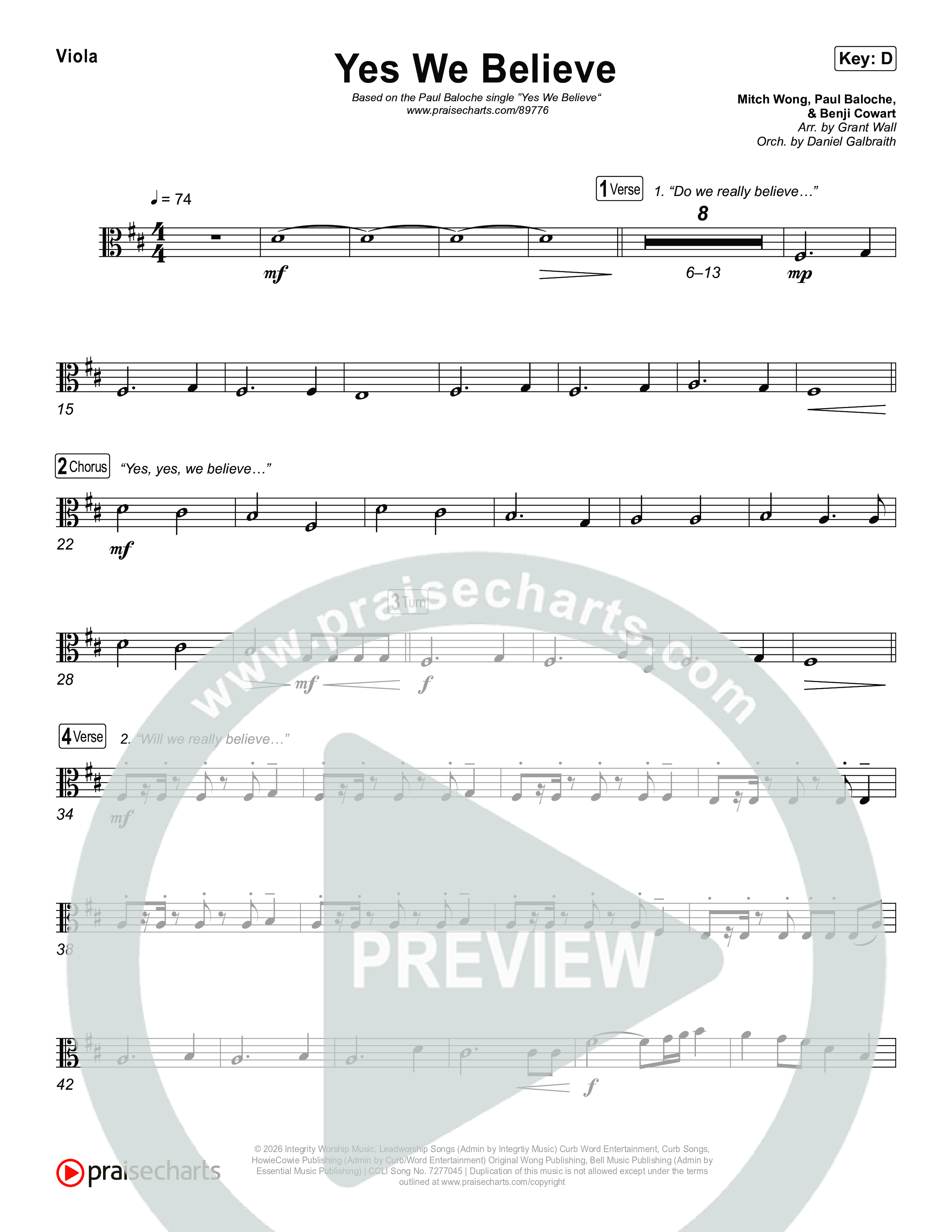 Yes We Believe Viola (Paul Baloche)