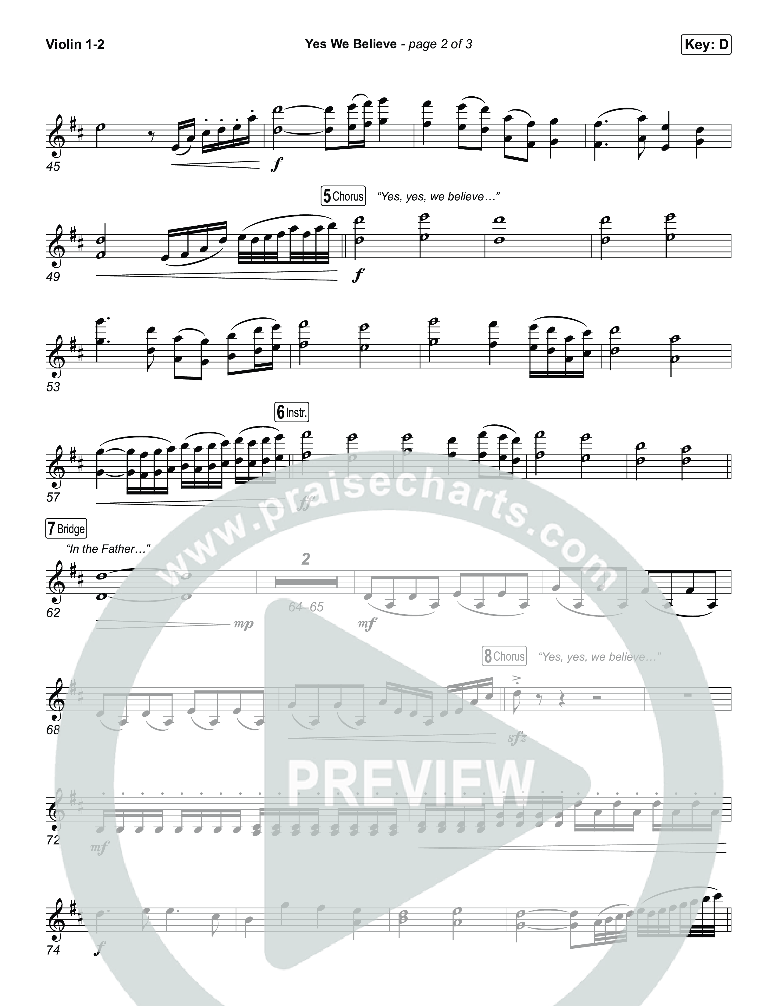 Yes We Believe Violin 1/2 (Paul Baloche)