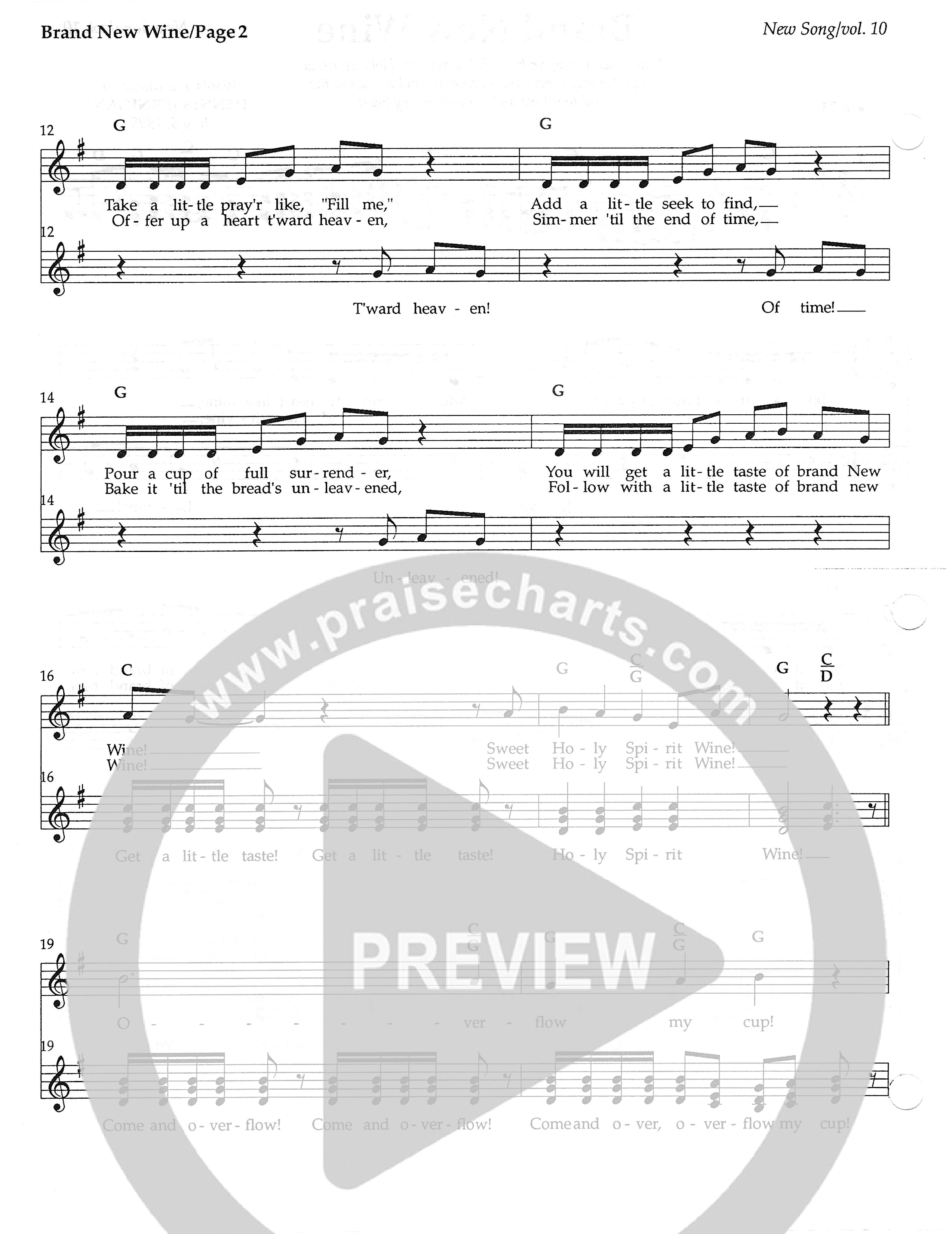 Brand New Wine Lead Sheet Melody ()