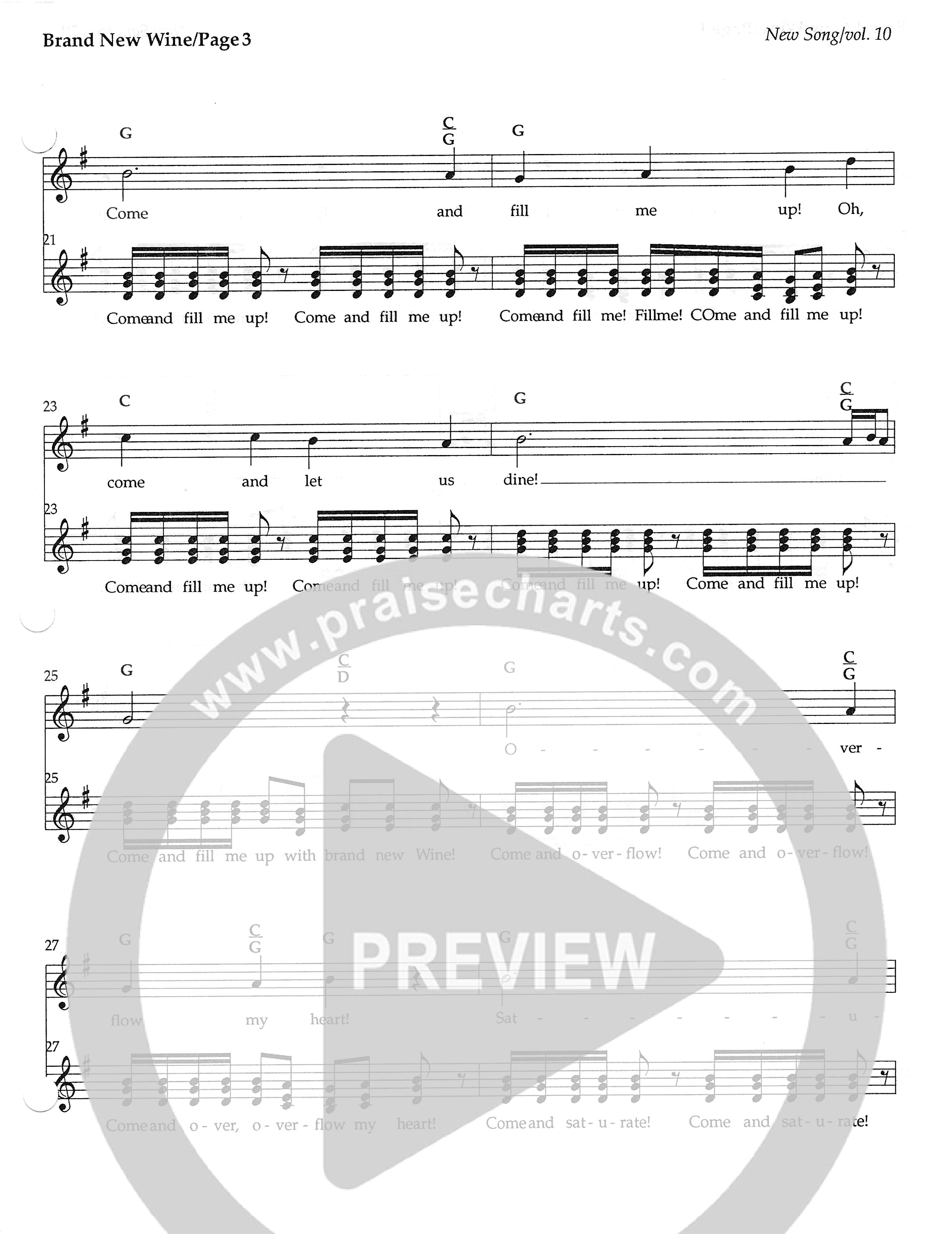 Brand New Wine Lead Sheet Melody ()