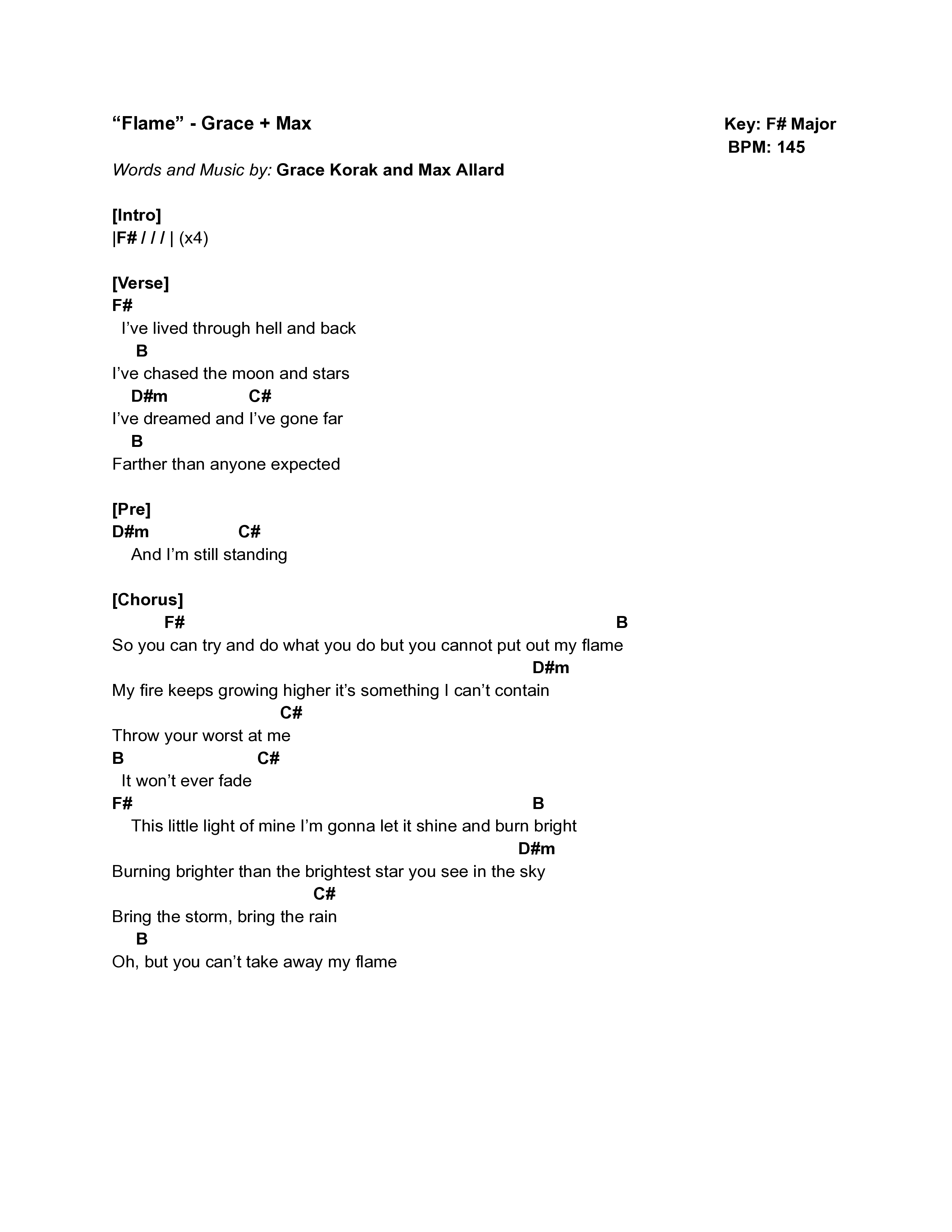 Flame Chord Chart (Grace+Max)