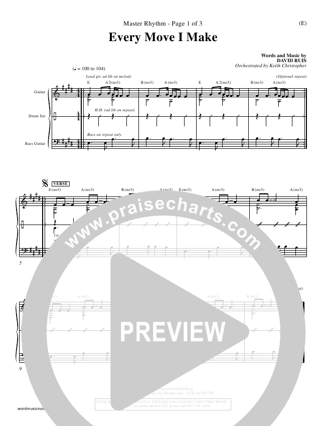 Every Move I Make Sheet Music (David Ruis) - PraiseCharts