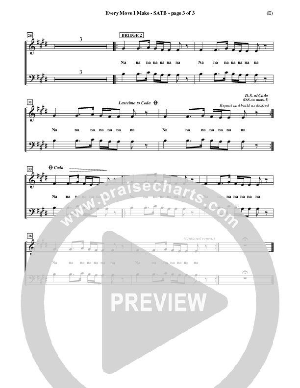Every Move I Make Choir Sheet (SATB) (David Ruis)