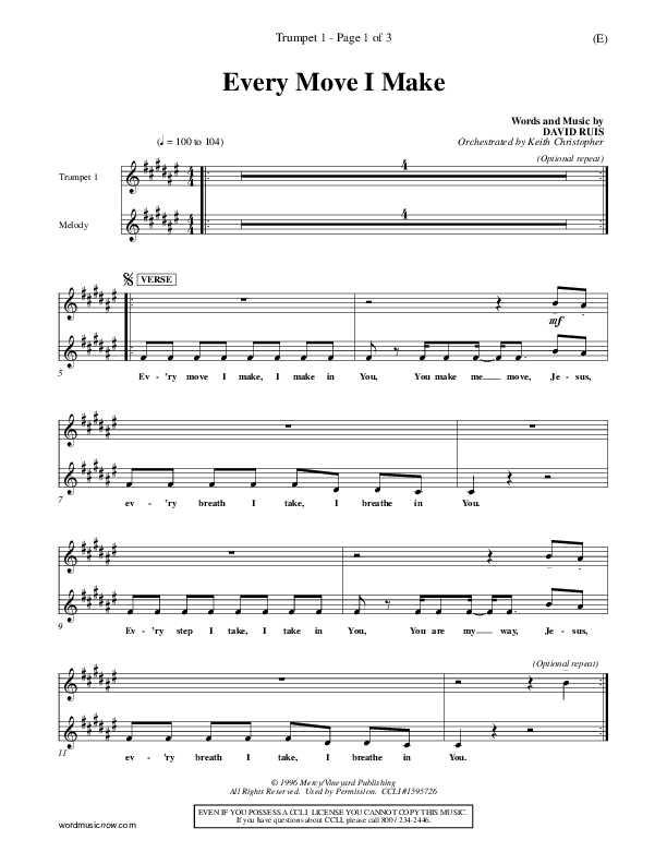 Every Move I Make Trumpet 1 (David Ruis)