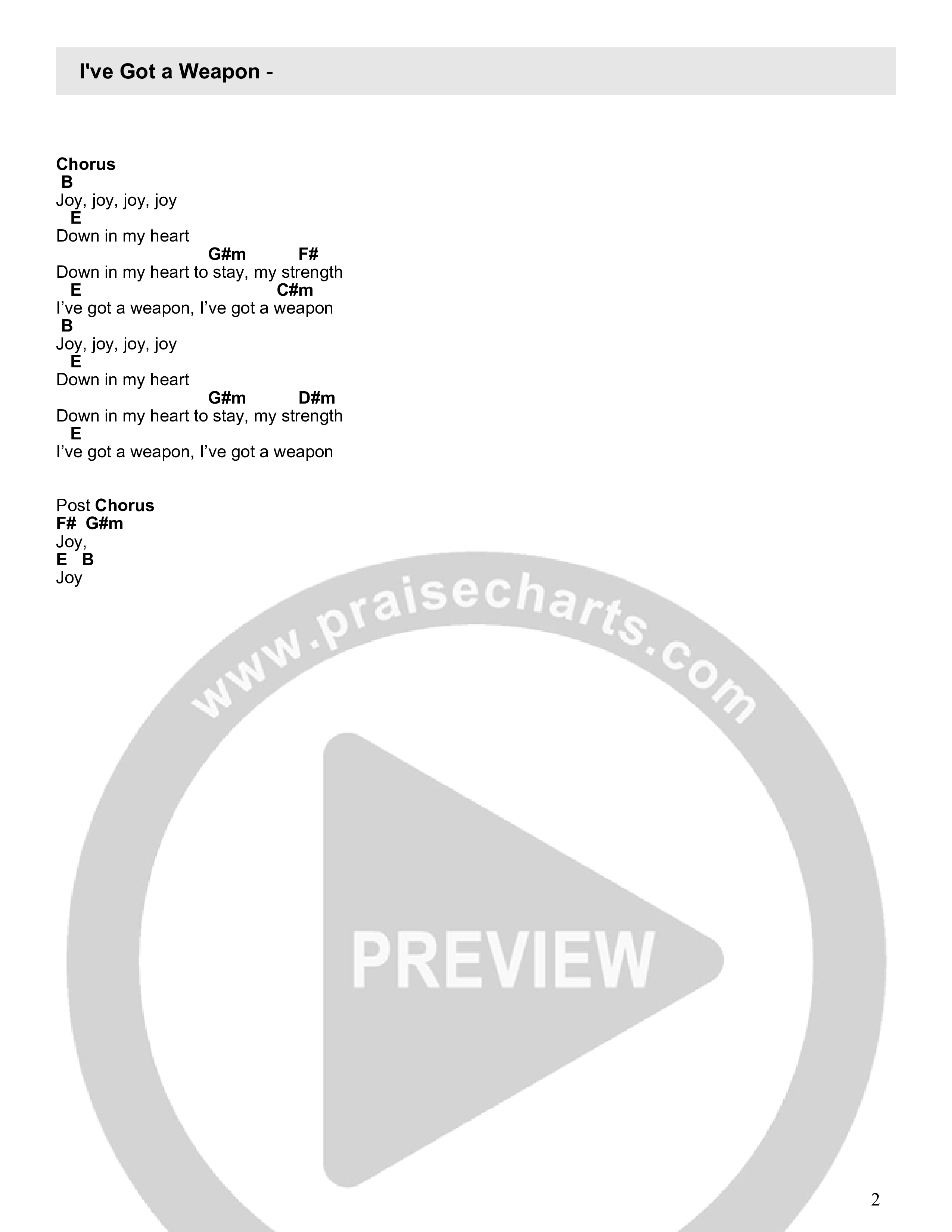 I've Got A Weapon Chord Chart (North Palm Worship)