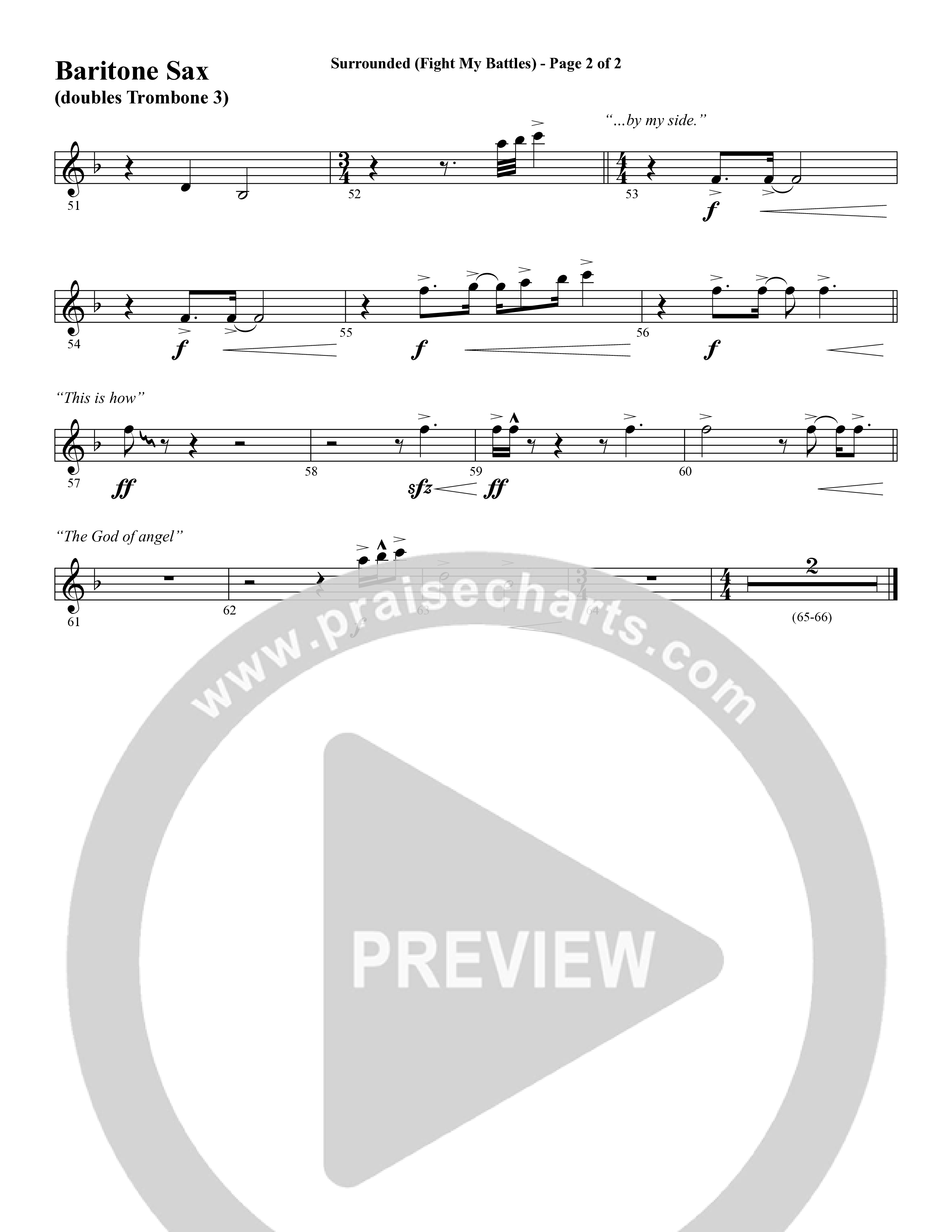 Surrounded (Fight My Battles) (with Whom Shall I Fear (God Of Angel Armies)) (Choral Anthem SATB) Bari Sax (Word Music Choral / Arr. Cliff Duren)