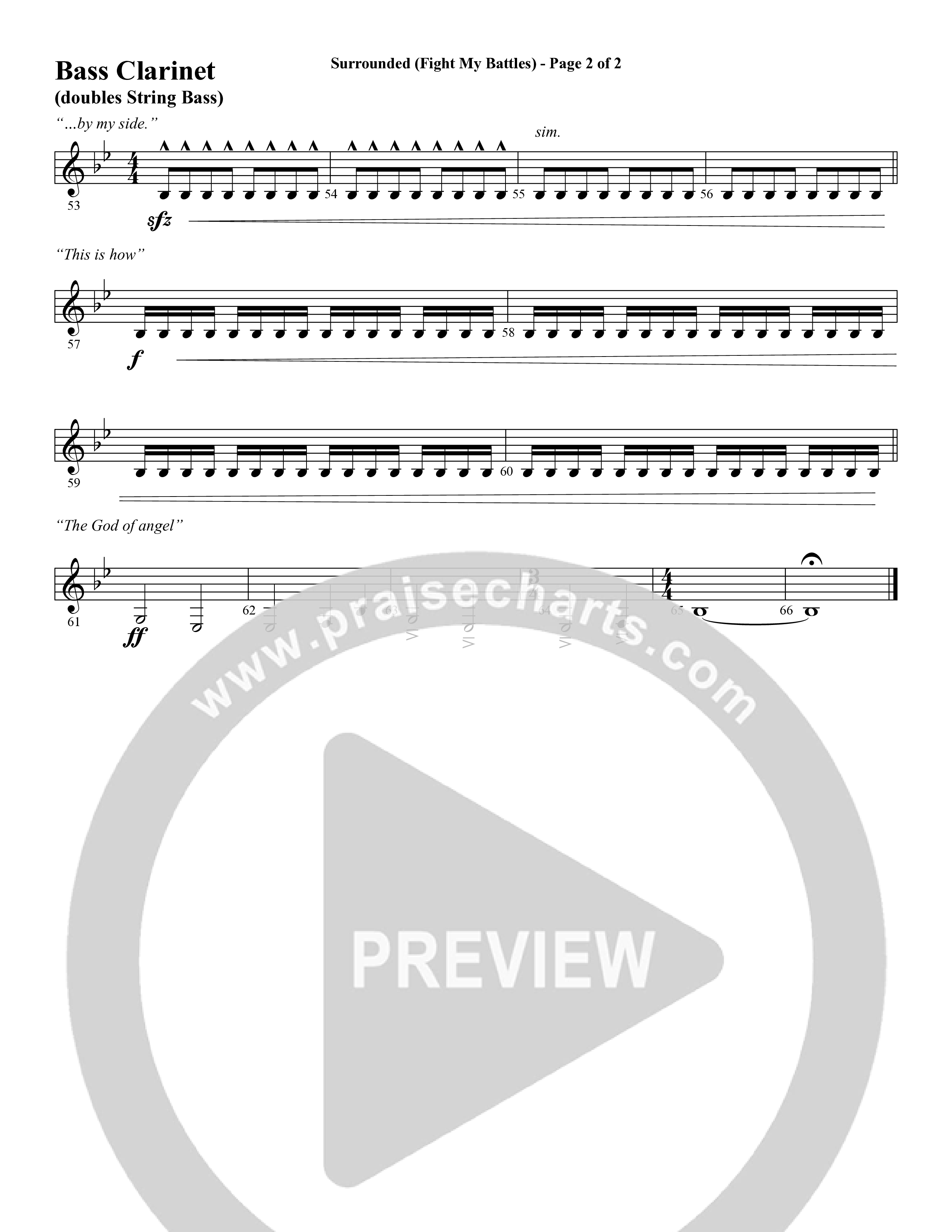 Surrounded (Fight My Battles) (with Whom Shall I Fear (God Of Angel Armies)) (Choral Anthem SATB) Bass Clarinet (Word Music Choral / Arr. Cliff Duren)