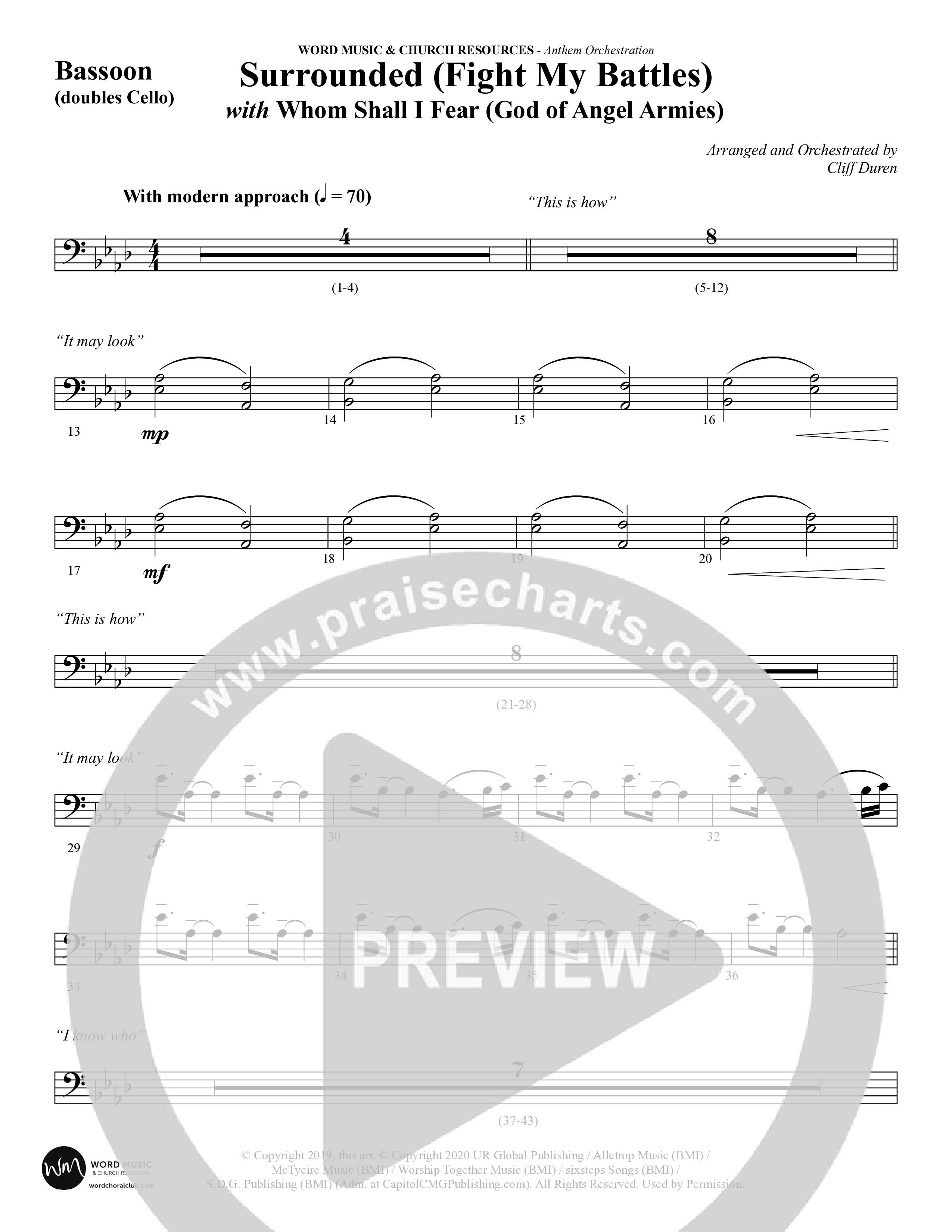 Surrounded (Fight My Battles) (with Whom Shall I Fear (God Of Angel Armies)) (Choral Anthem SATB) Bassoon (Word Music Choral / Arr. Cliff Duren)