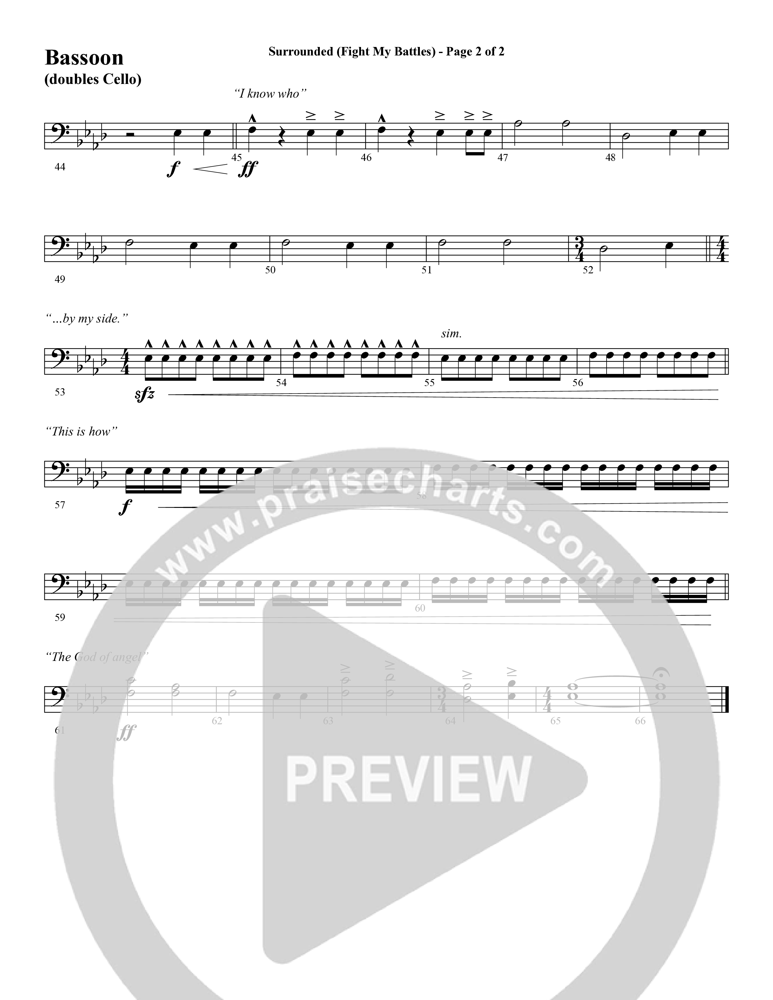 Surrounded (Fight My Battles) (with Whom Shall I Fear (God Of Angel Armies)) (Choral Anthem SATB) Bassoon (Word Music Choral / Arr. Cliff Duren)