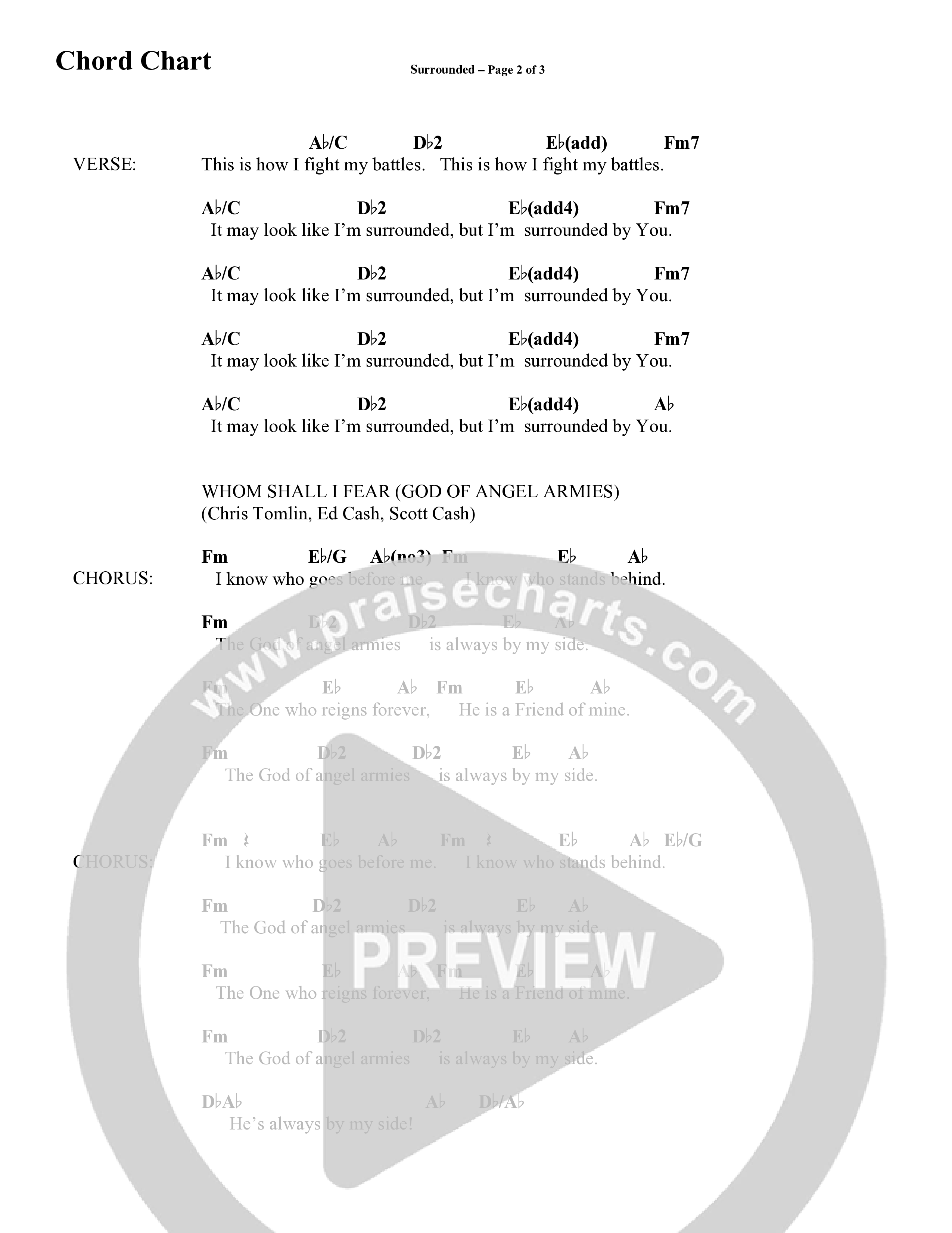 Surrounded (Fight My Battles) (with Whom Shall I Fear (God Of Angel Armies)) (Choral Anthem SATB) Chord Chart (Word Music Choral / Arr. Cliff Duren)