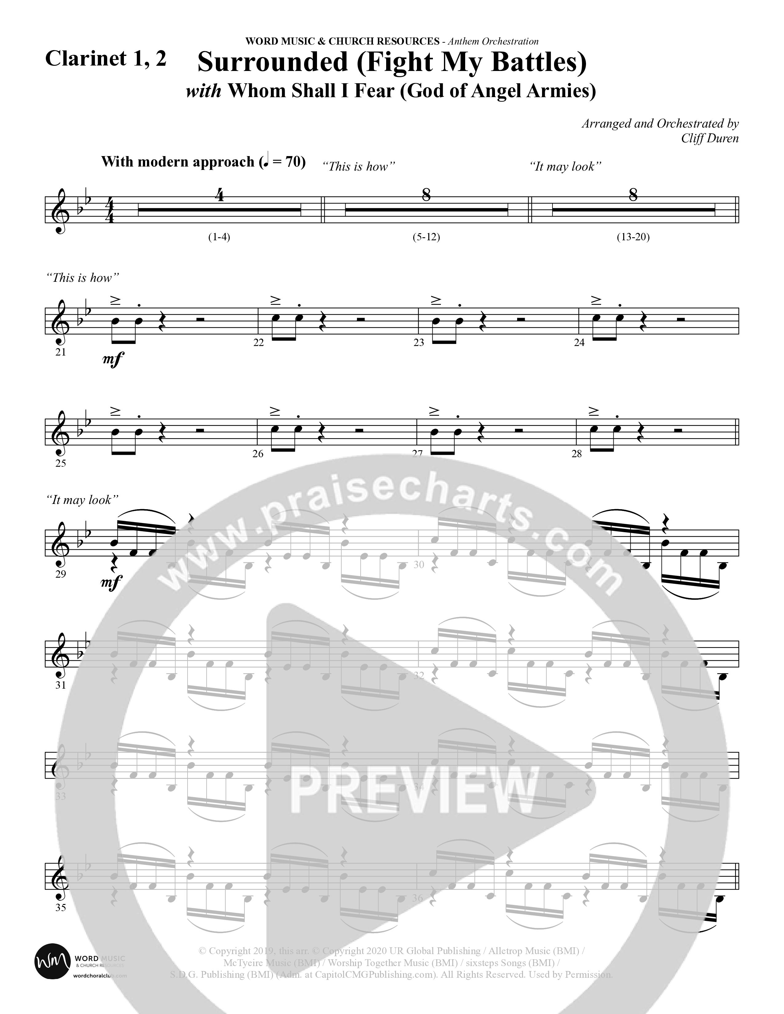 Surrounded (Fight My Battles) (with Whom Shall I Fear (God Of Angel Armies)) (Choral Anthem SATB) Clarinet 1/2 (Word Music Choral / Arr. Cliff Duren)
