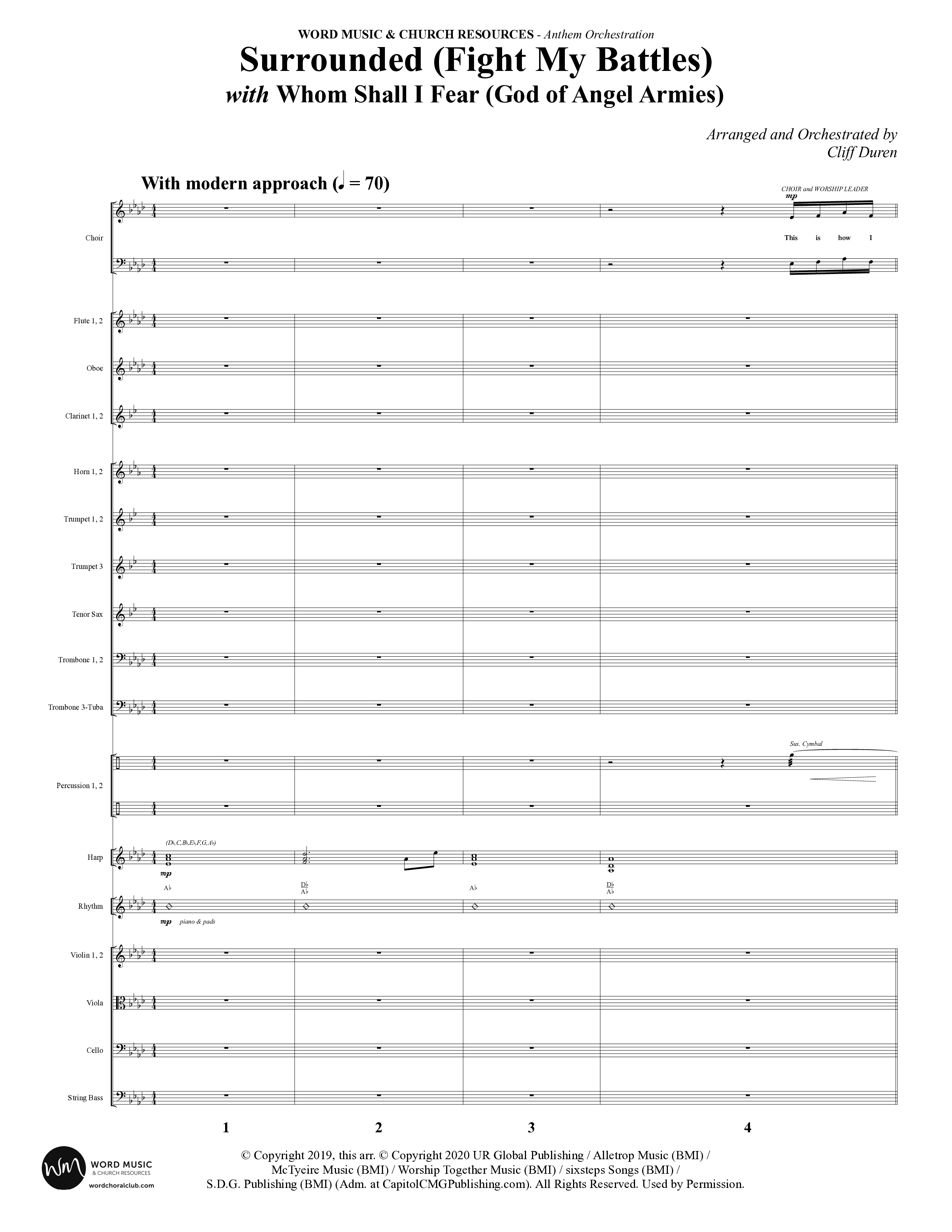 Surrounded (Fight My Battles) (with Whom Shall I Fear (God Of Angel Armies)) (Choral Anthem SATB) Conductor's Score (Word Music Choral / Arr. Cliff Duren)