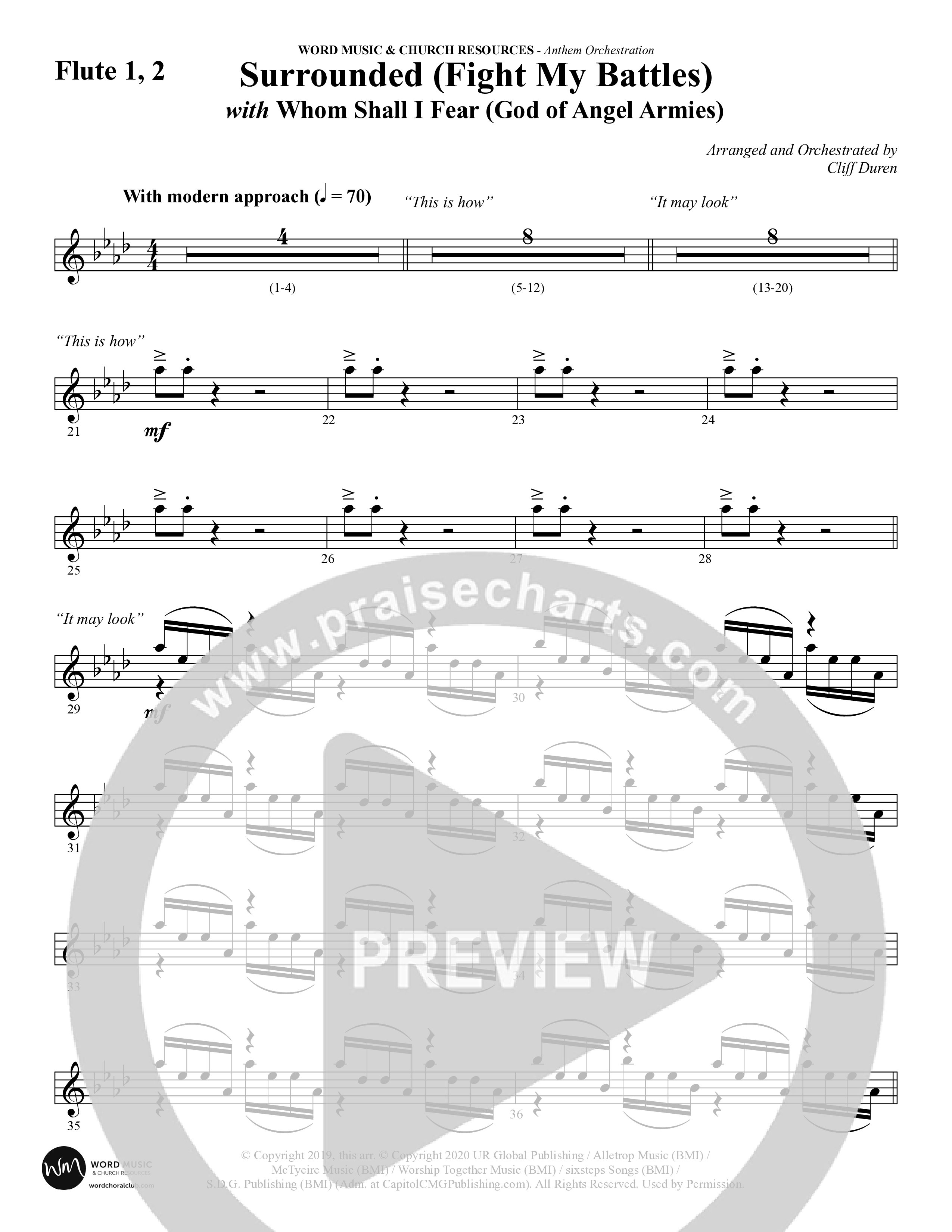 Surrounded (Fight My Battles) (with Whom Shall I Fear (God Of Angel Armies)) (Choral Anthem SATB) Flute 1/2 (Word Music Choral / Arr. Cliff Duren)