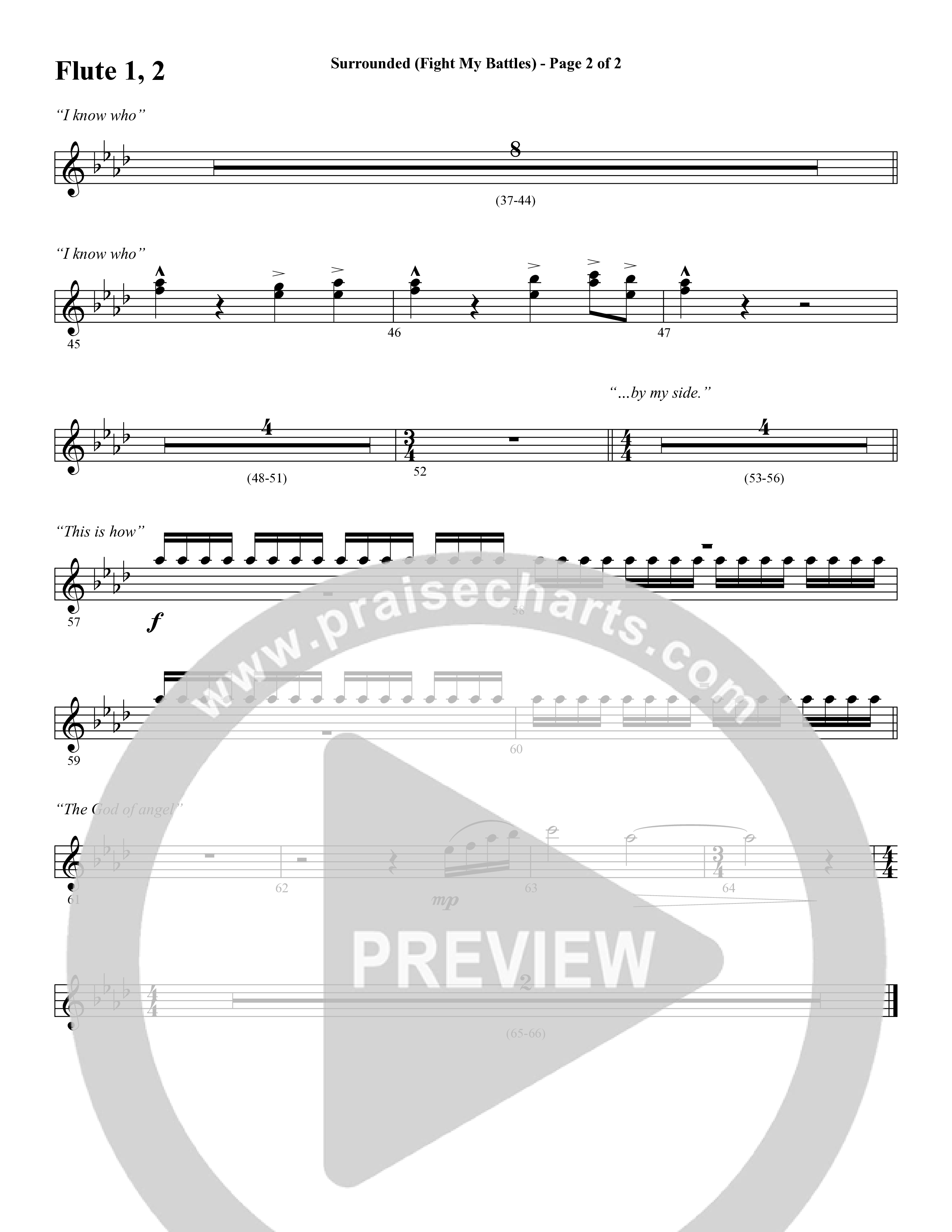 Surrounded (Fight My Battles) (with Whom Shall I Fear (God Of Angel Armies)) (Choral Anthem SATB) Flute 1/2 (Word Music Choral / Arr. Cliff Duren)