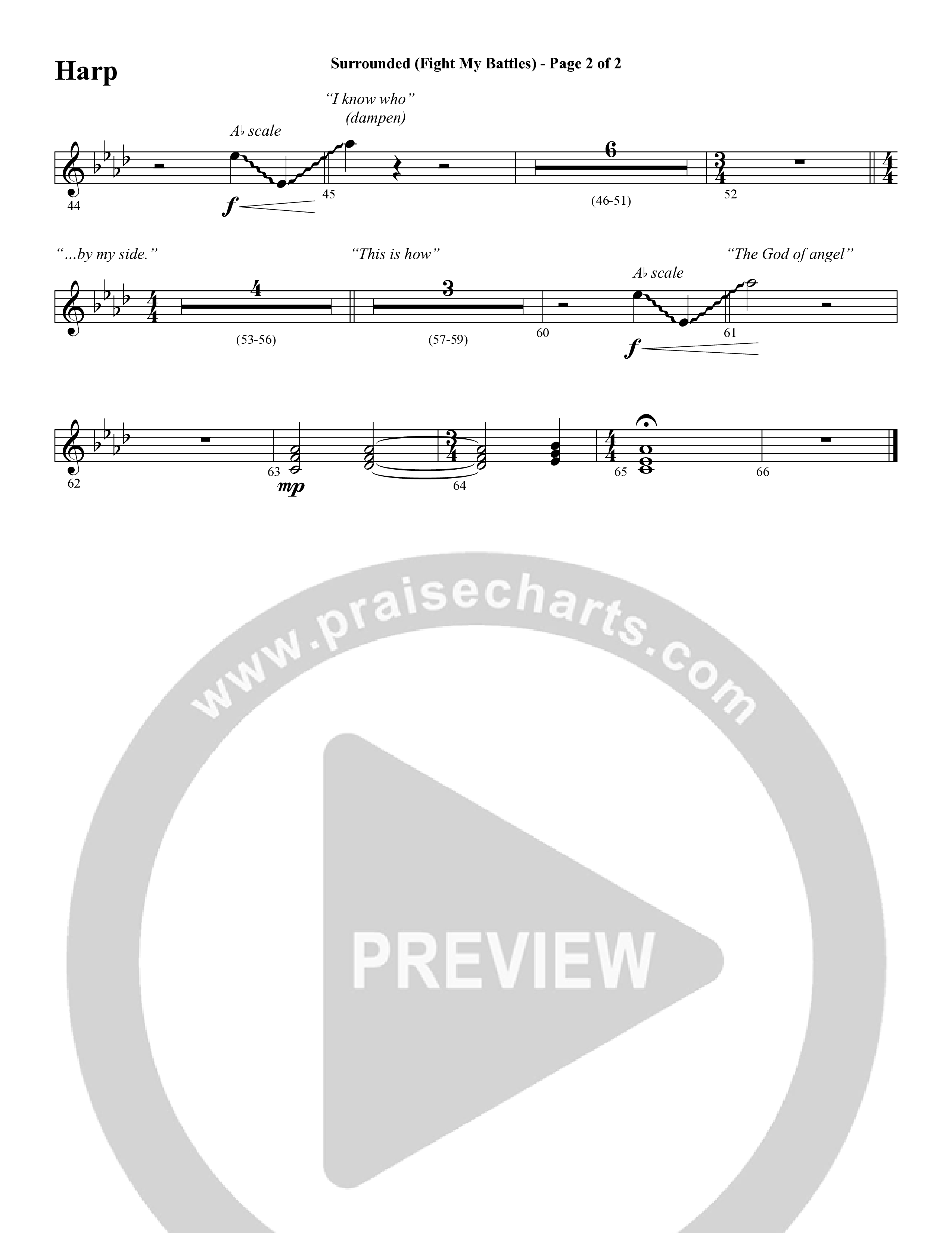 Surrounded (Fight My Battles) (with Whom Shall I Fear (God Of Angel Armies)) (Choral Anthem SATB) Harp (Word Music Choral / Arr. Cliff Duren)