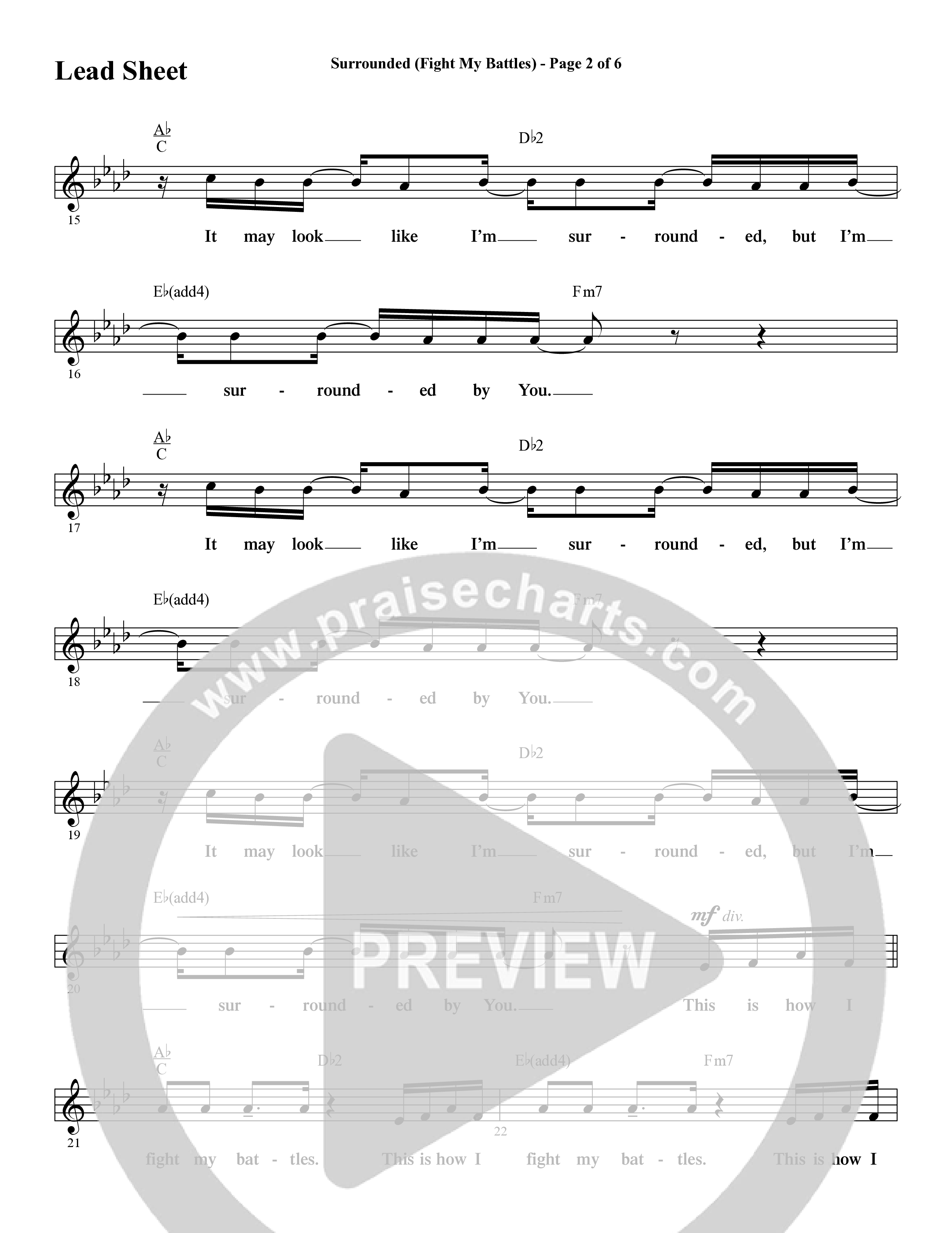 Surrounded (Fight My Battles) (with Whom Shall I Fear (God Of Angel Armies)) (Choral Anthem SATB) Lead Sheet (Melody) (Word Music Choral / Arr. Cliff Duren)