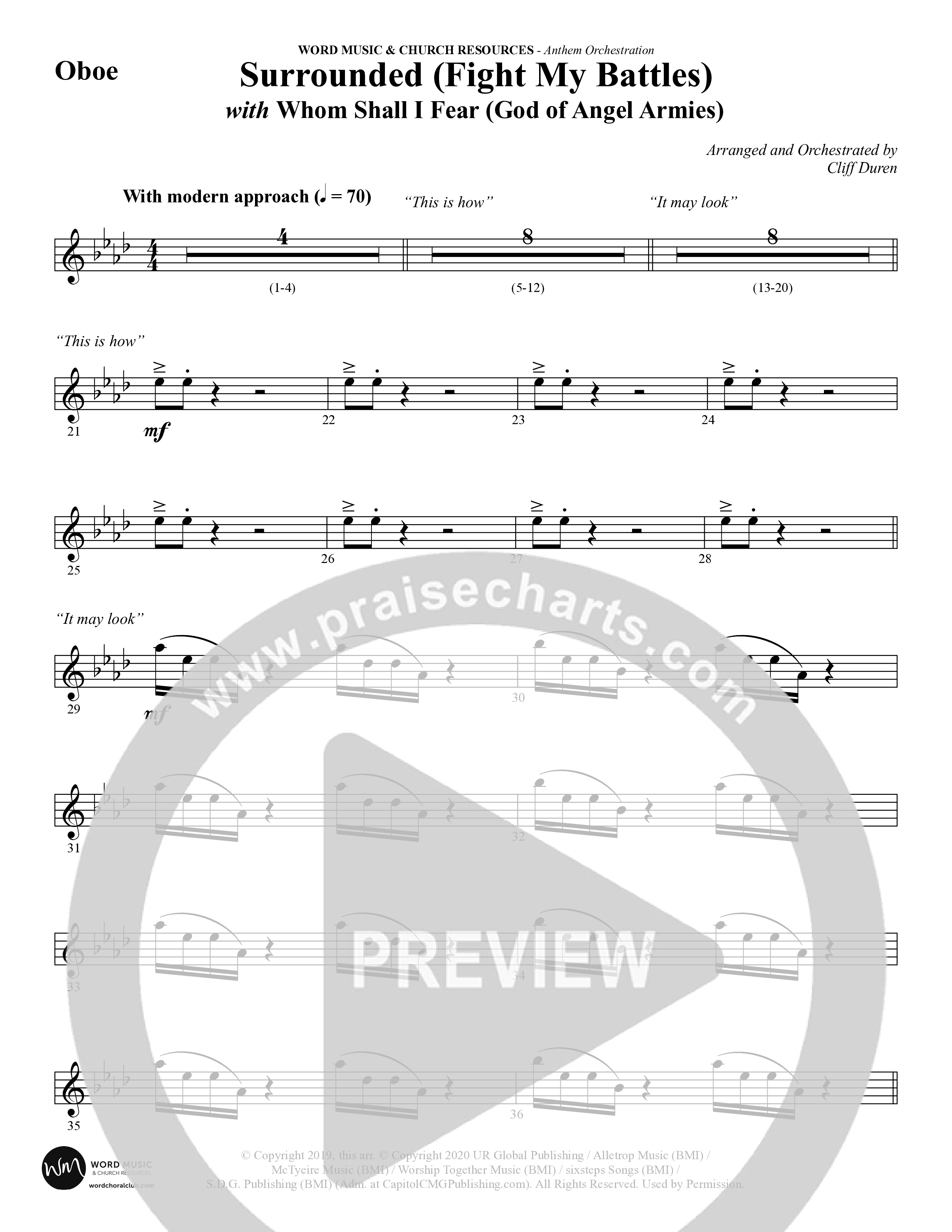 Surrounded (Fight My Battles) (with Whom Shall I Fear (God Of Angel Armies)) (Choral Anthem SATB) Oboe (Word Music Choral / Arr. Cliff Duren)