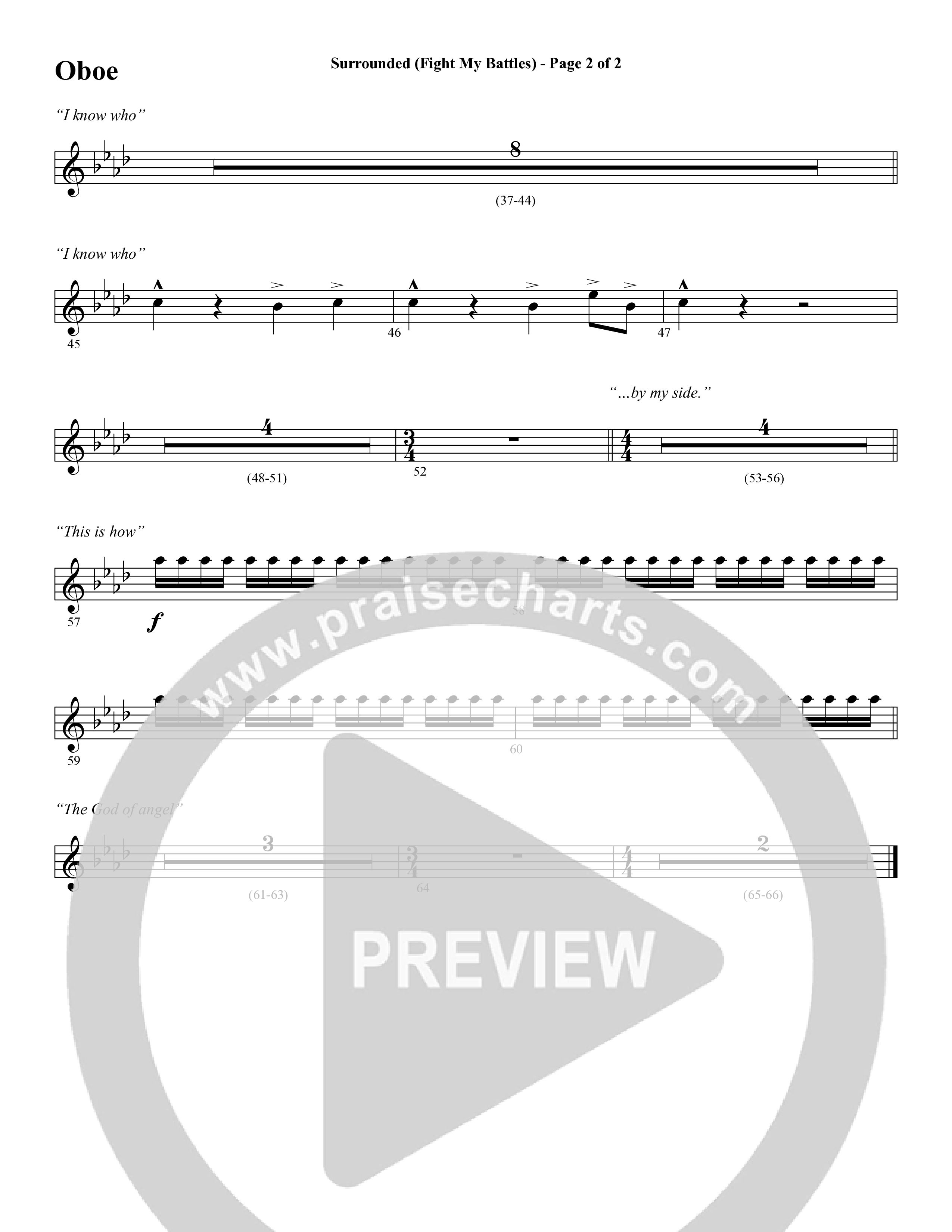 Surrounded (Fight My Battles) (with Whom Shall I Fear (God Of Angel Armies)) (Choral Anthem SATB) Oboe (Word Music Choral / Arr. Cliff Duren)