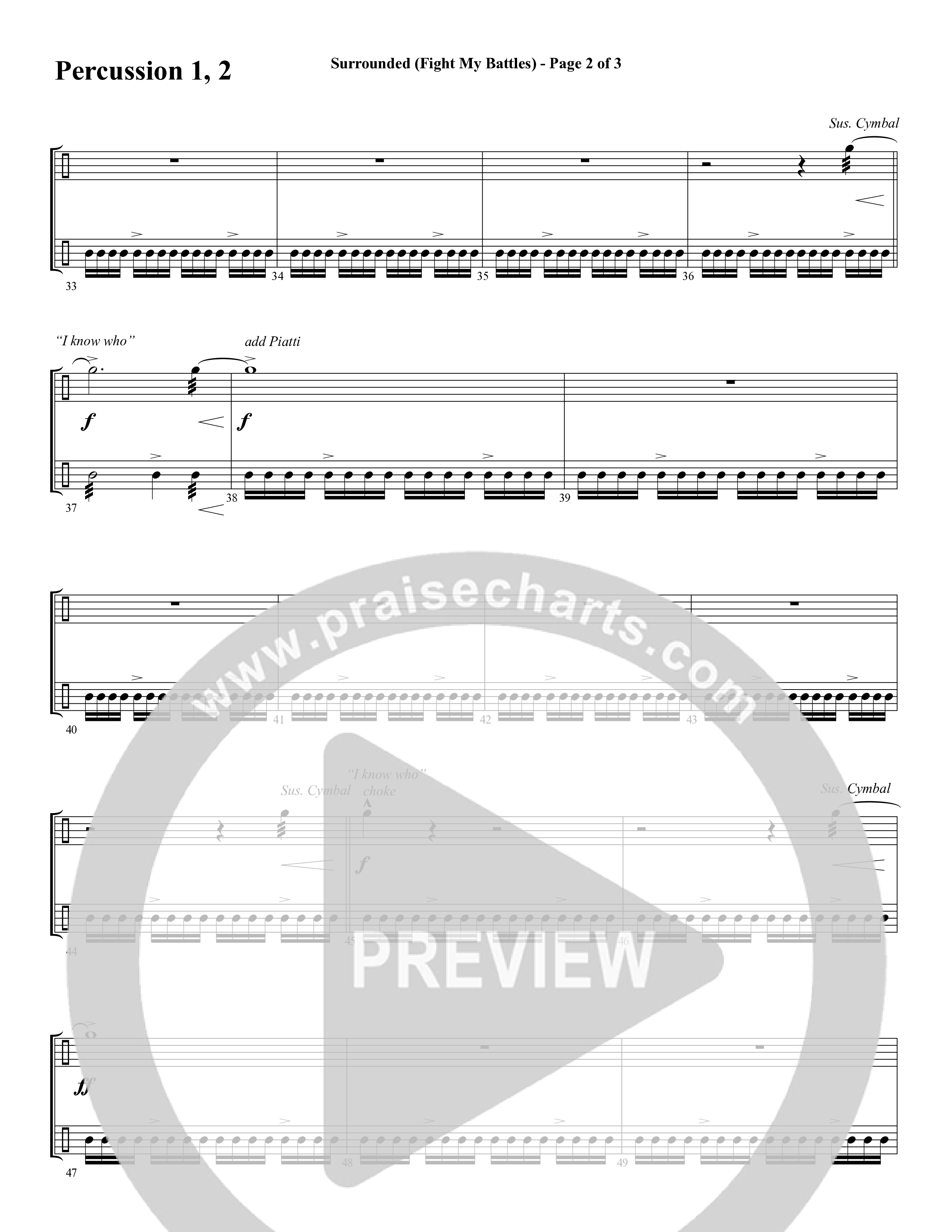 Surrounded (Fight My Battles) (with Whom Shall I Fear (God Of Angel Armies)) (Choral Anthem SATB) Percussion 1/2 (Word Music Choral / Arr. Cliff Duren)