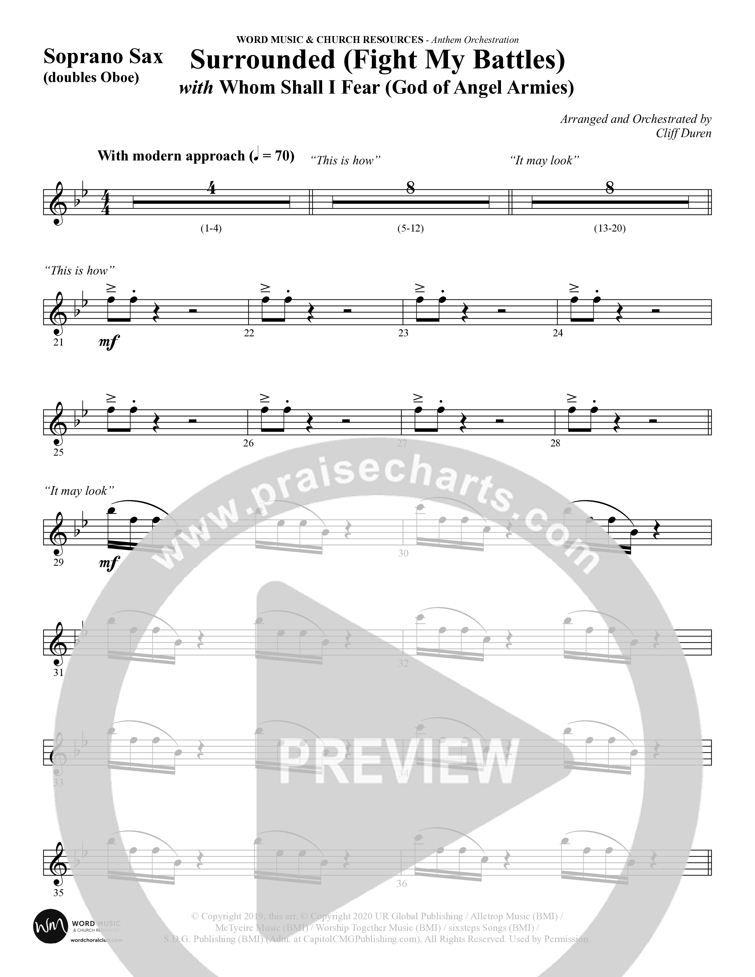 Surrounded (Fight My Battles) (with Whom Shall I Fear (God Of Angel Armies)) (Choral Anthem SATB) Soprano Sax (Word Music Choral / Arr. Cliff Duren)