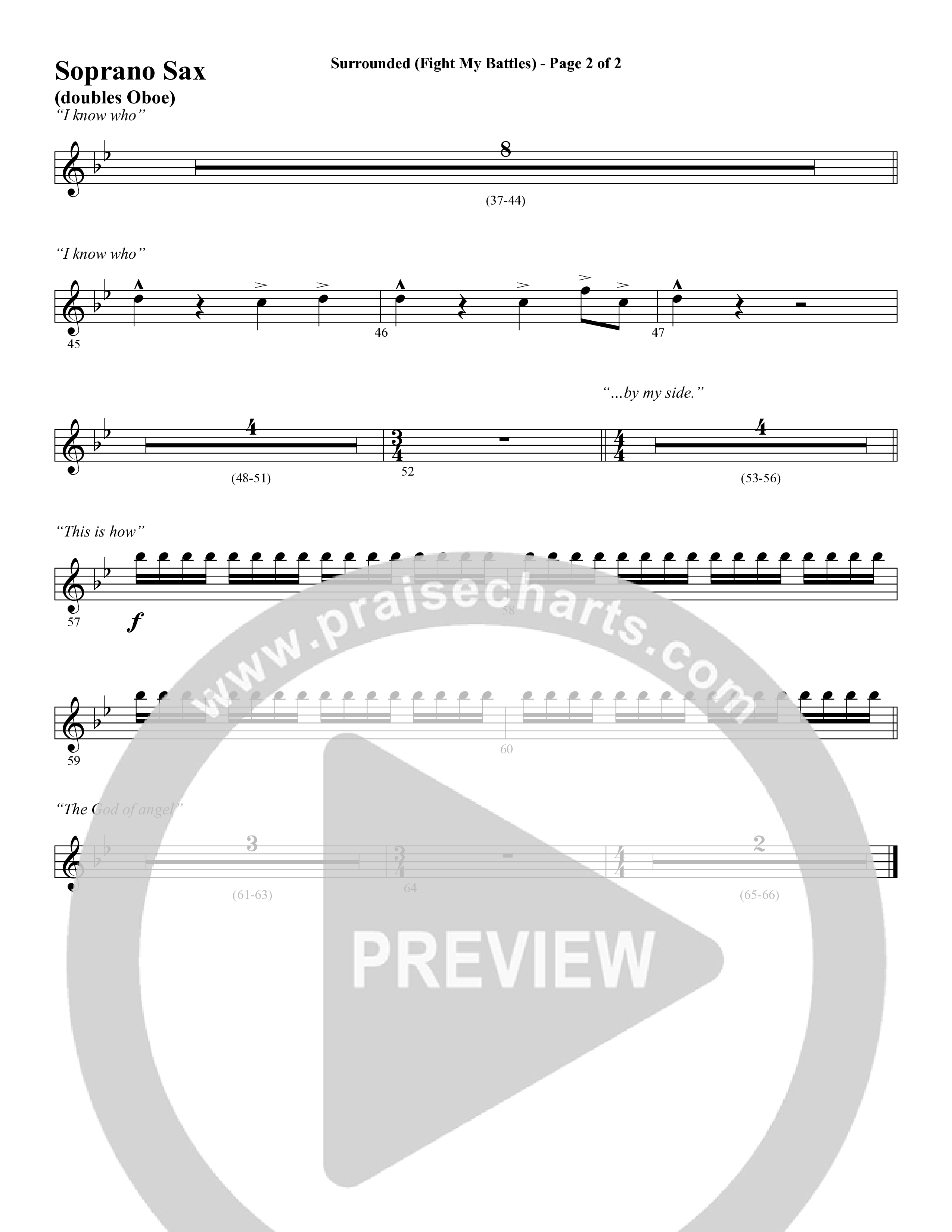 Surrounded (Fight My Battles) (with Whom Shall I Fear (God Of Angel Armies)) (Choral Anthem SATB) Soprano Sax (Word Music Choral / Arr. Cliff Duren)