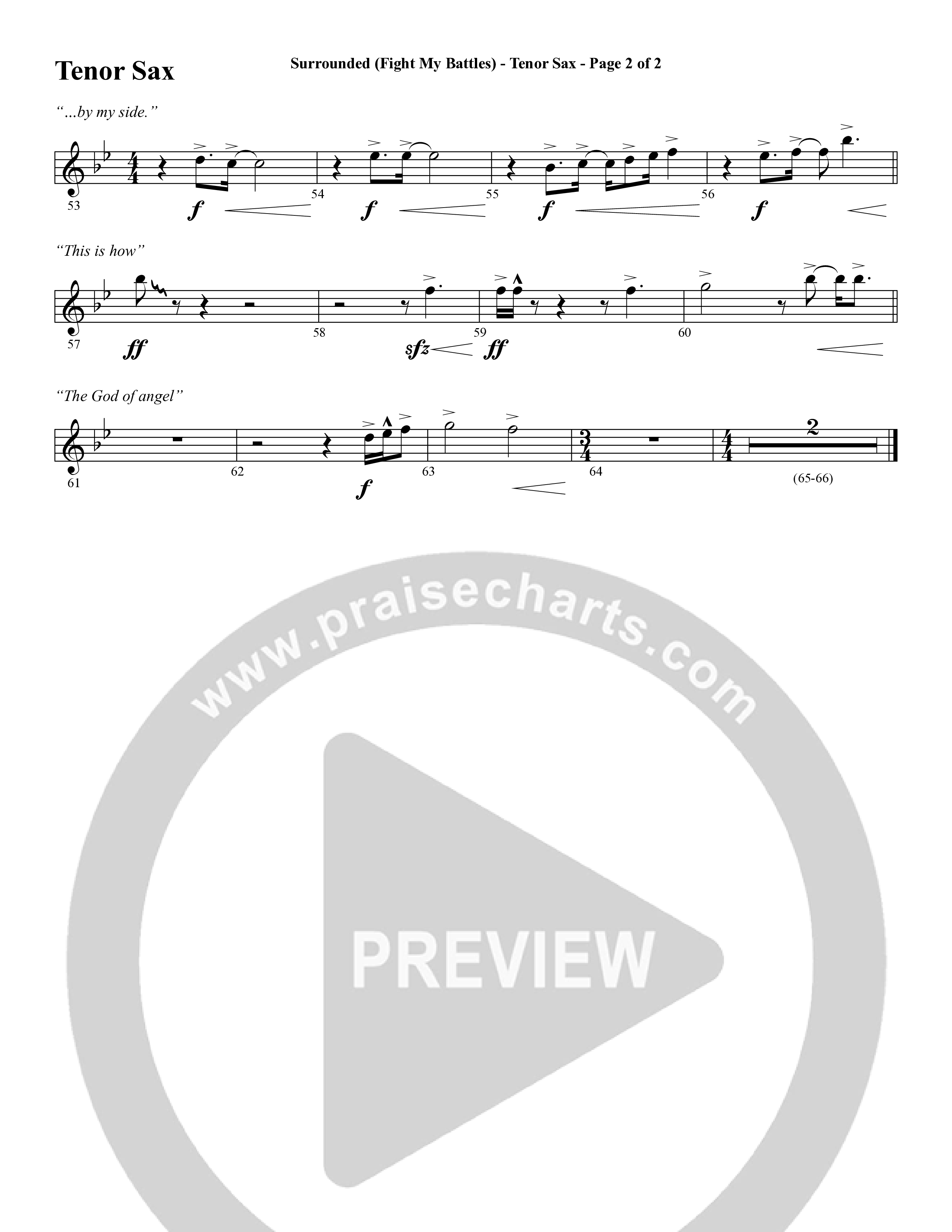 Surrounded (Fight My Battles) (with Whom Shall I Fear (God Of Angel Armies)) (Choral Anthem SATB) Tenor Sax 1 (Word Music Choral / Arr. Cliff Duren)